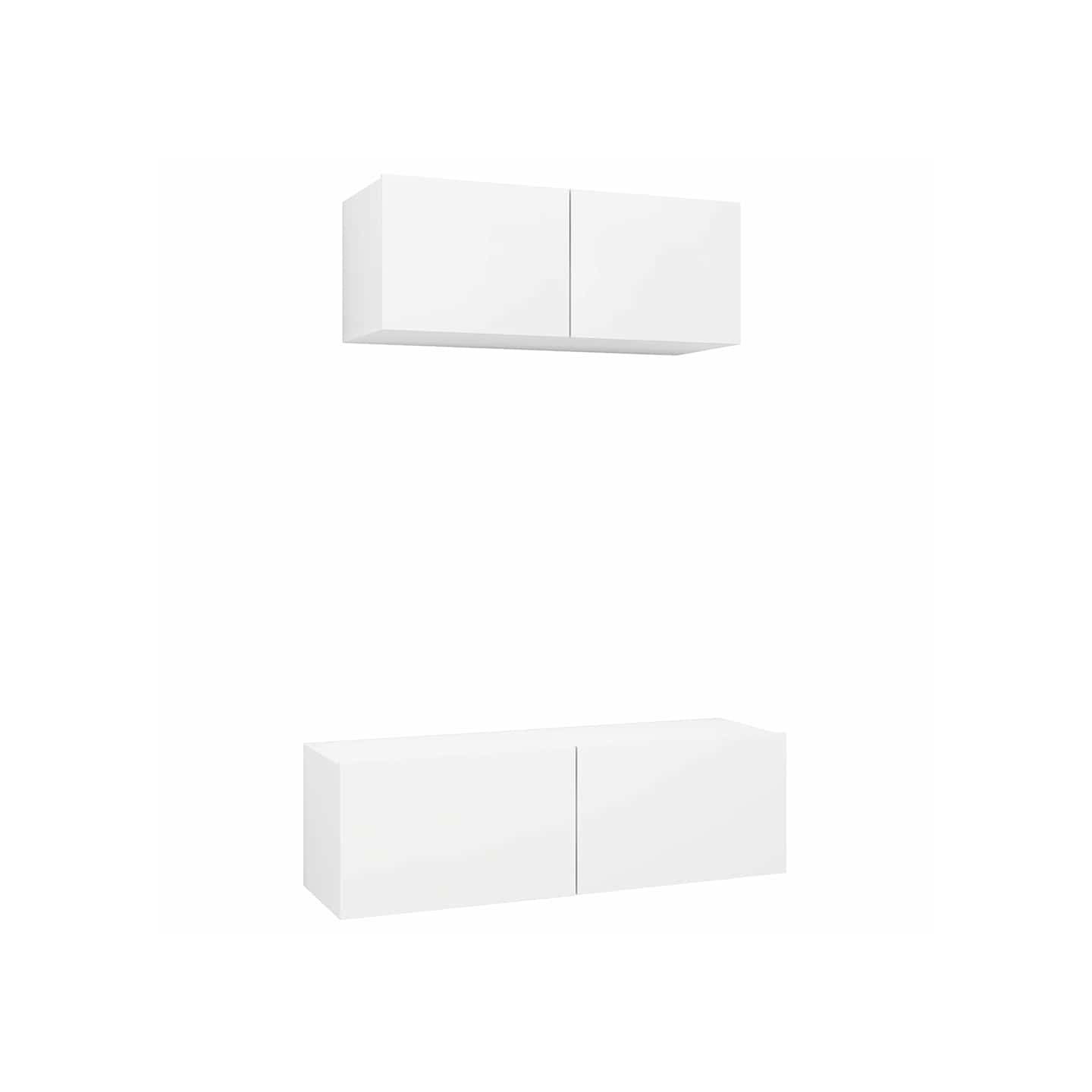 Ensemble de meubles TV 2 pcs Blanc Bois d'ingénierie