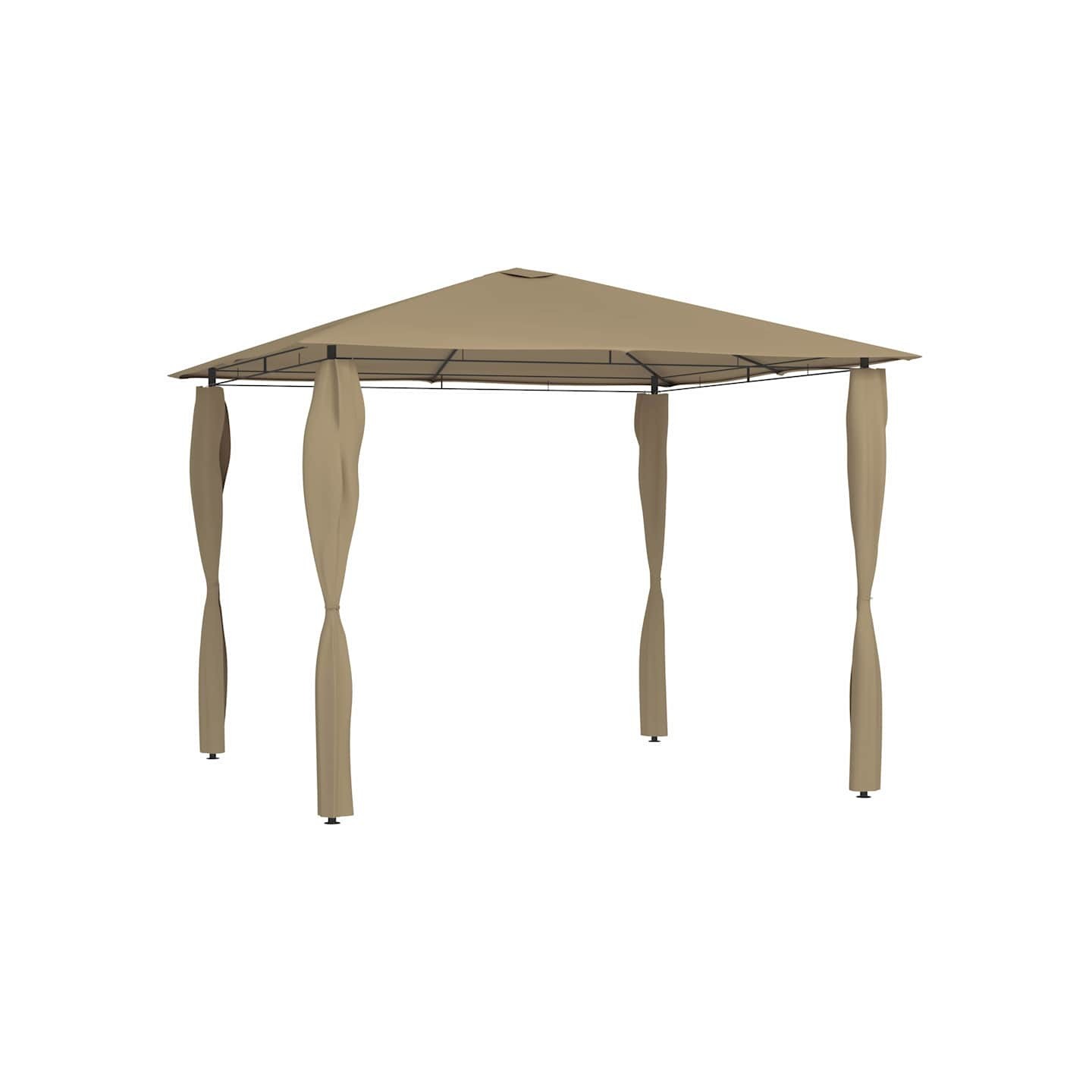 Belvédère avec revêtement de poteaux 3x3x2,6 m Taupe 160 g/m²