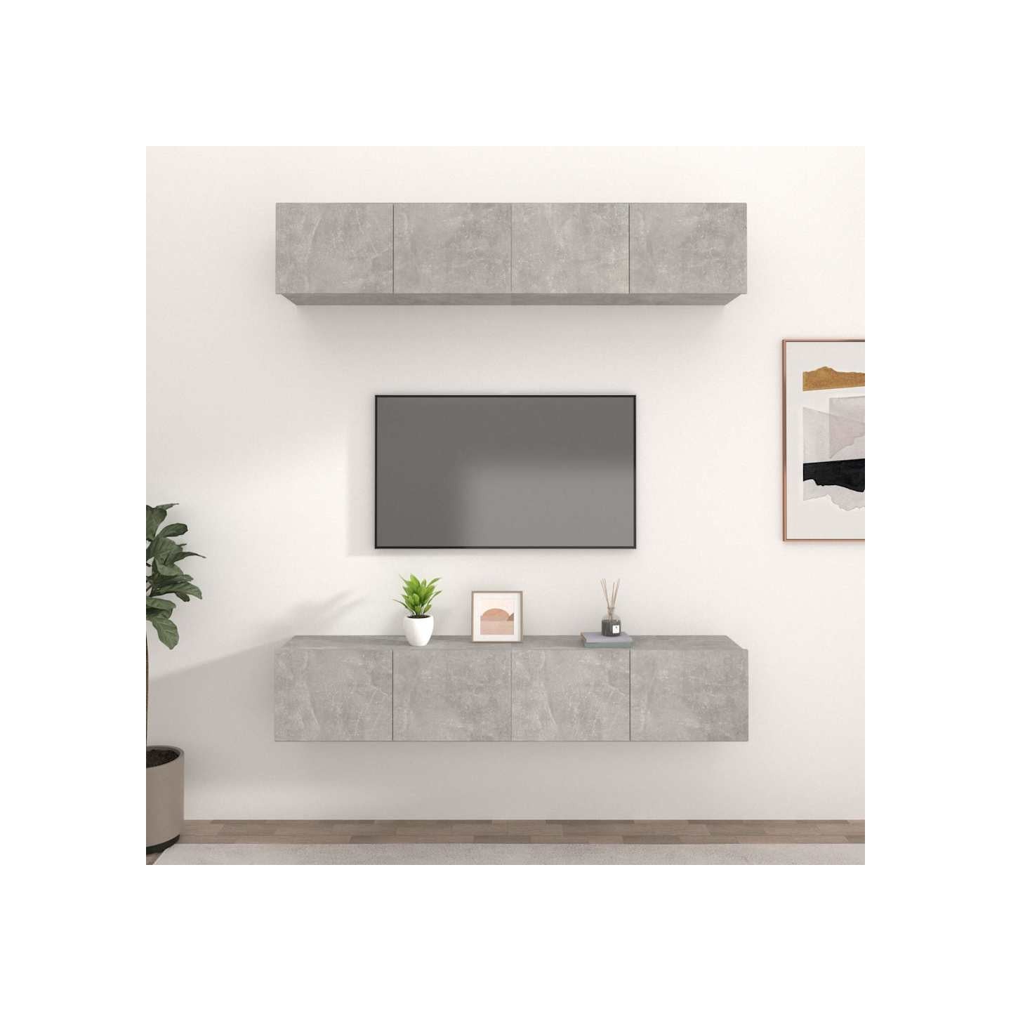 Meubles TV 4 pcs gris béton 80x30x30 cm bois d'ingénierie