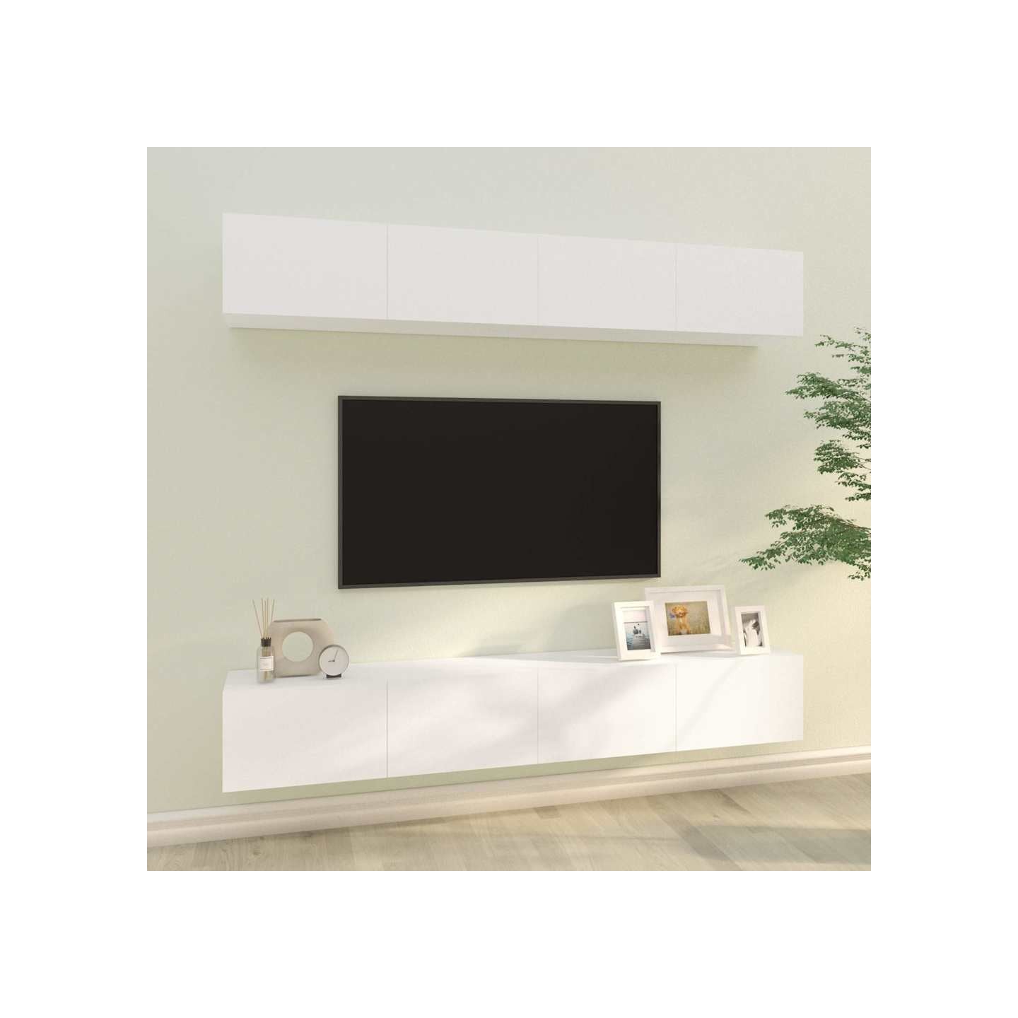 Meubles TV muraux 4 pcs blanc 100x30x30 cm