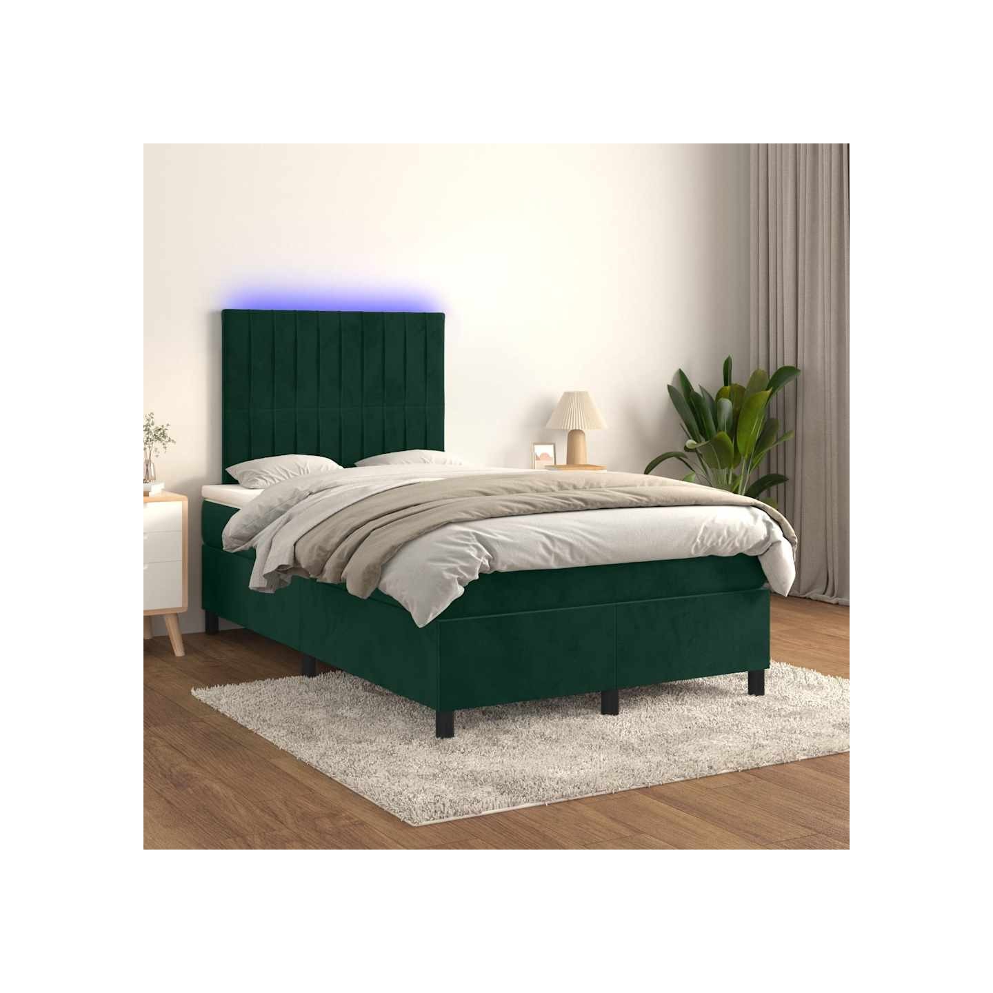 Sommier à lattes de lit avec matelas LED Vert foncé 120x200 cm