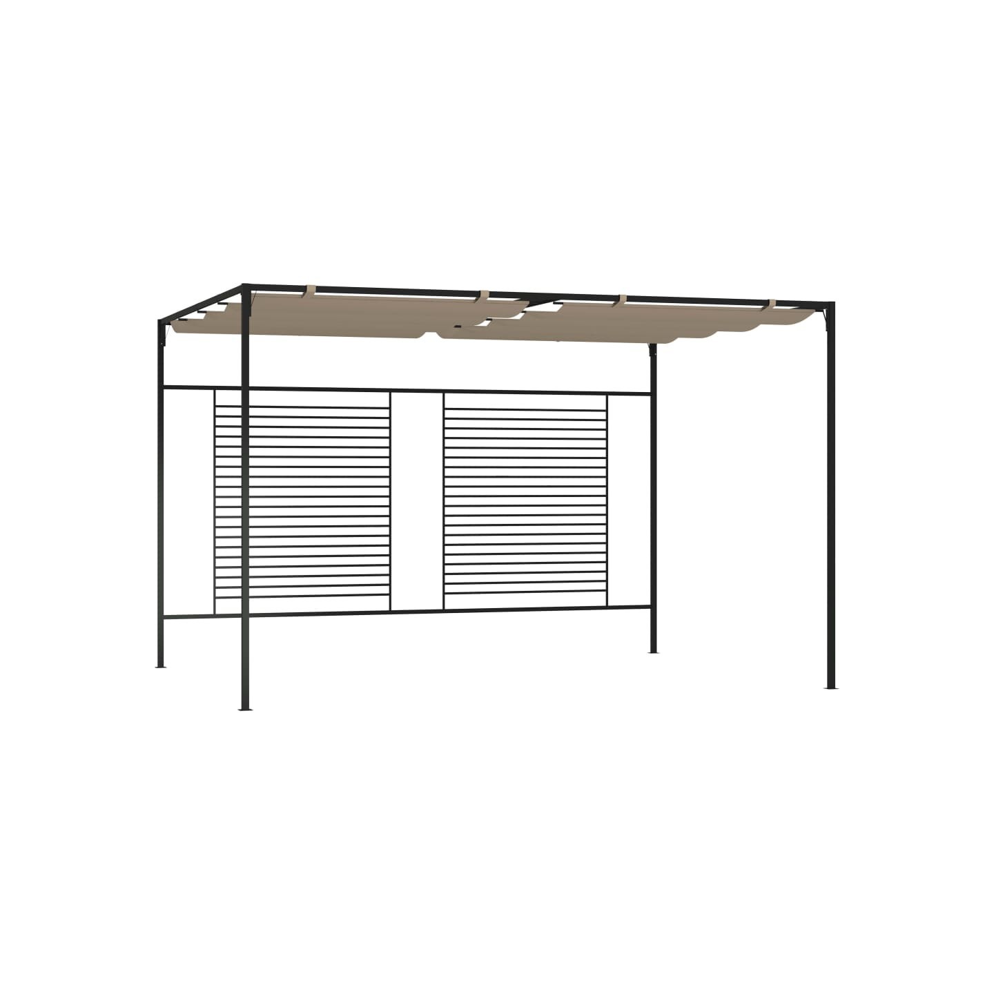 Belvédère avec auvent rétractable 3x4x2,3 m Taupe 180 g/m²