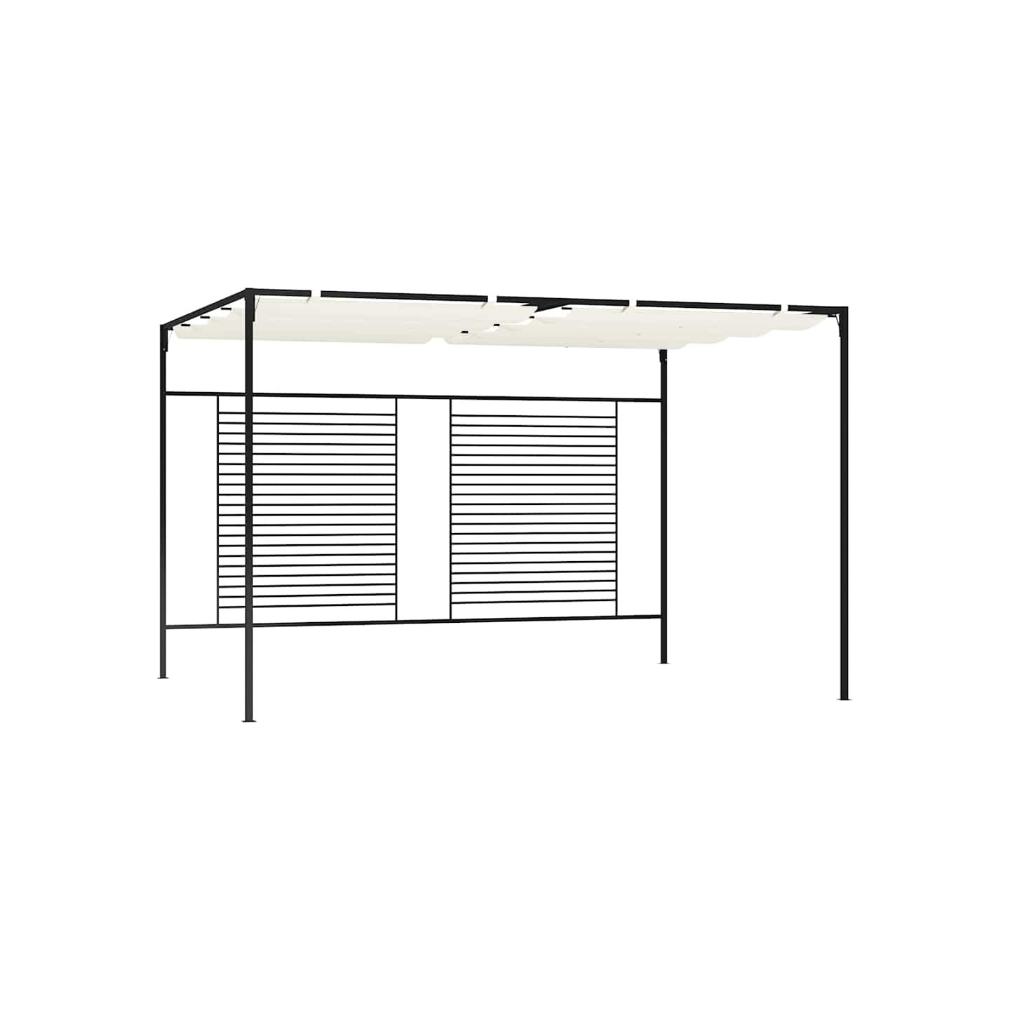 Belvédère avec auvent rétractable 3x4x2,3 m Crème 180 g/m²