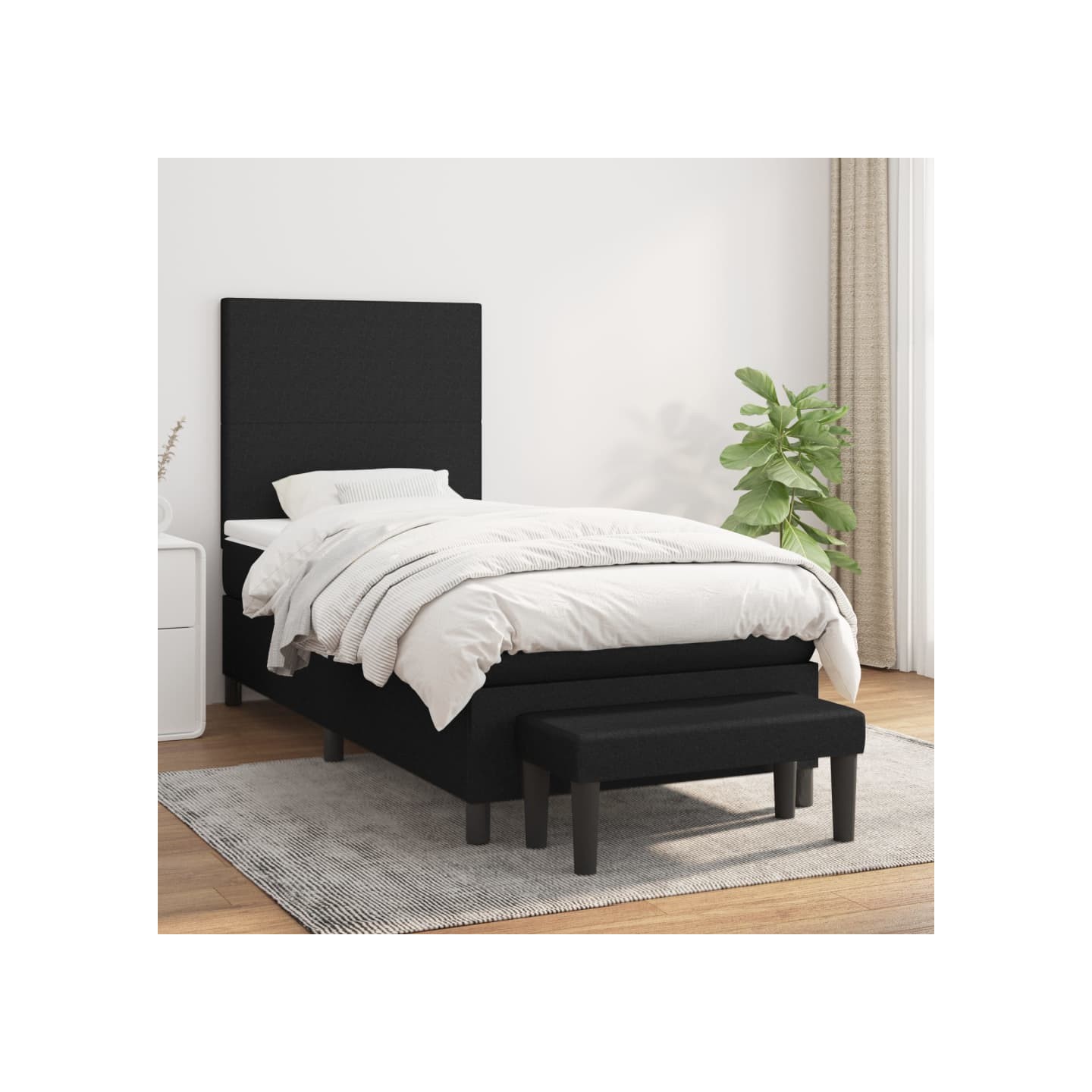 Sommier à lattes de lit et matelas Noir 80x200 cm Tissu