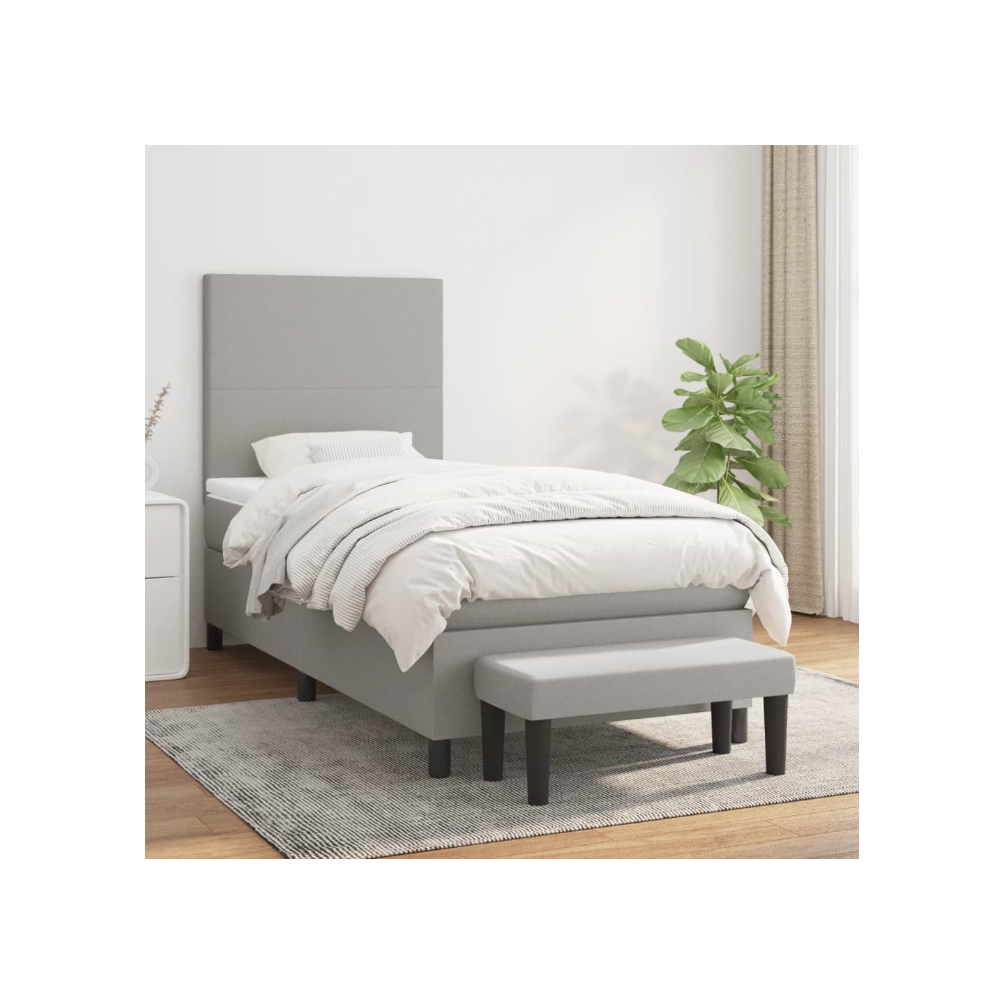Sommier à lattes de lit avec matelas Gris clair 90x200 cm Tissu