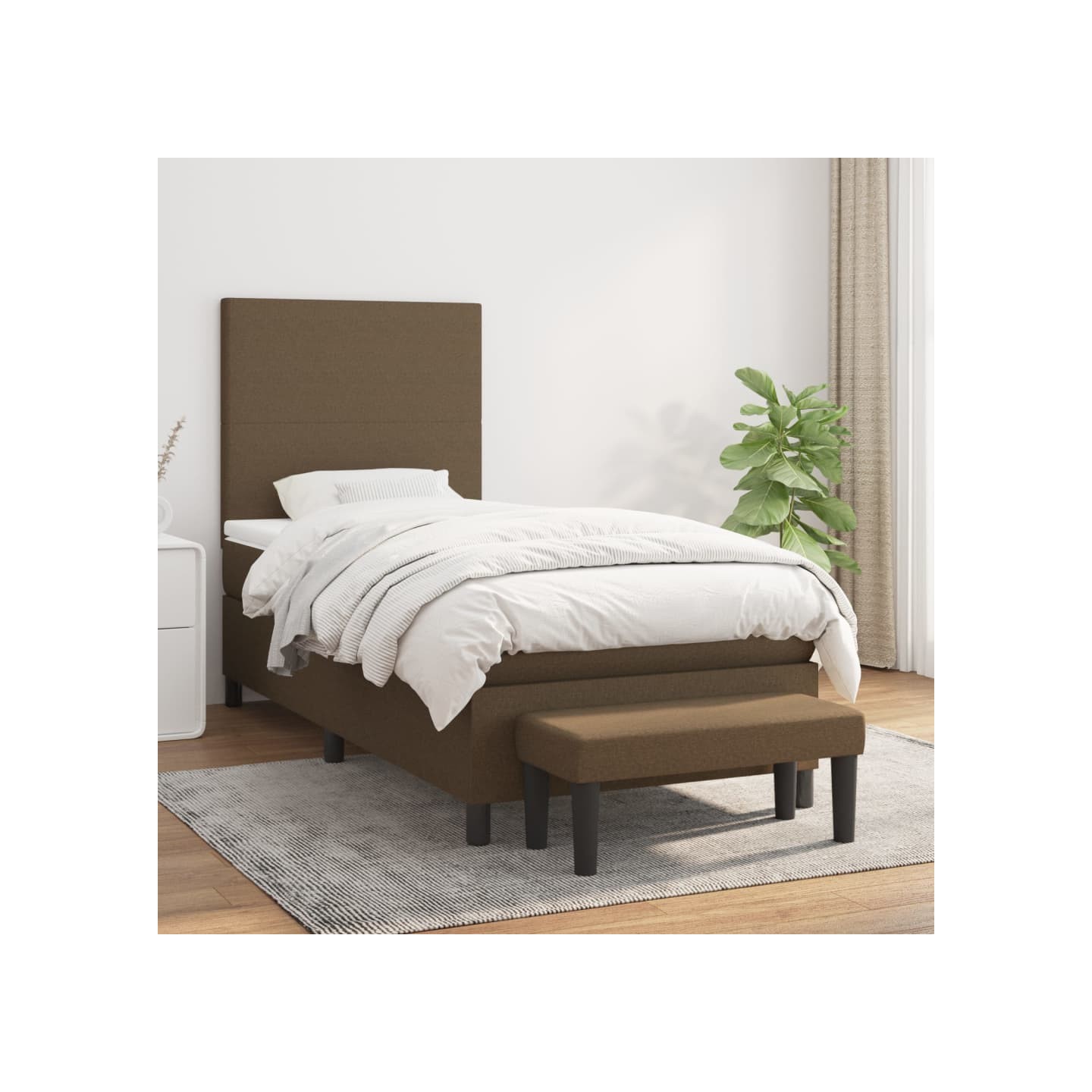 Sommier à lattes de lit avec matelas Marron foncé 90x190 cm