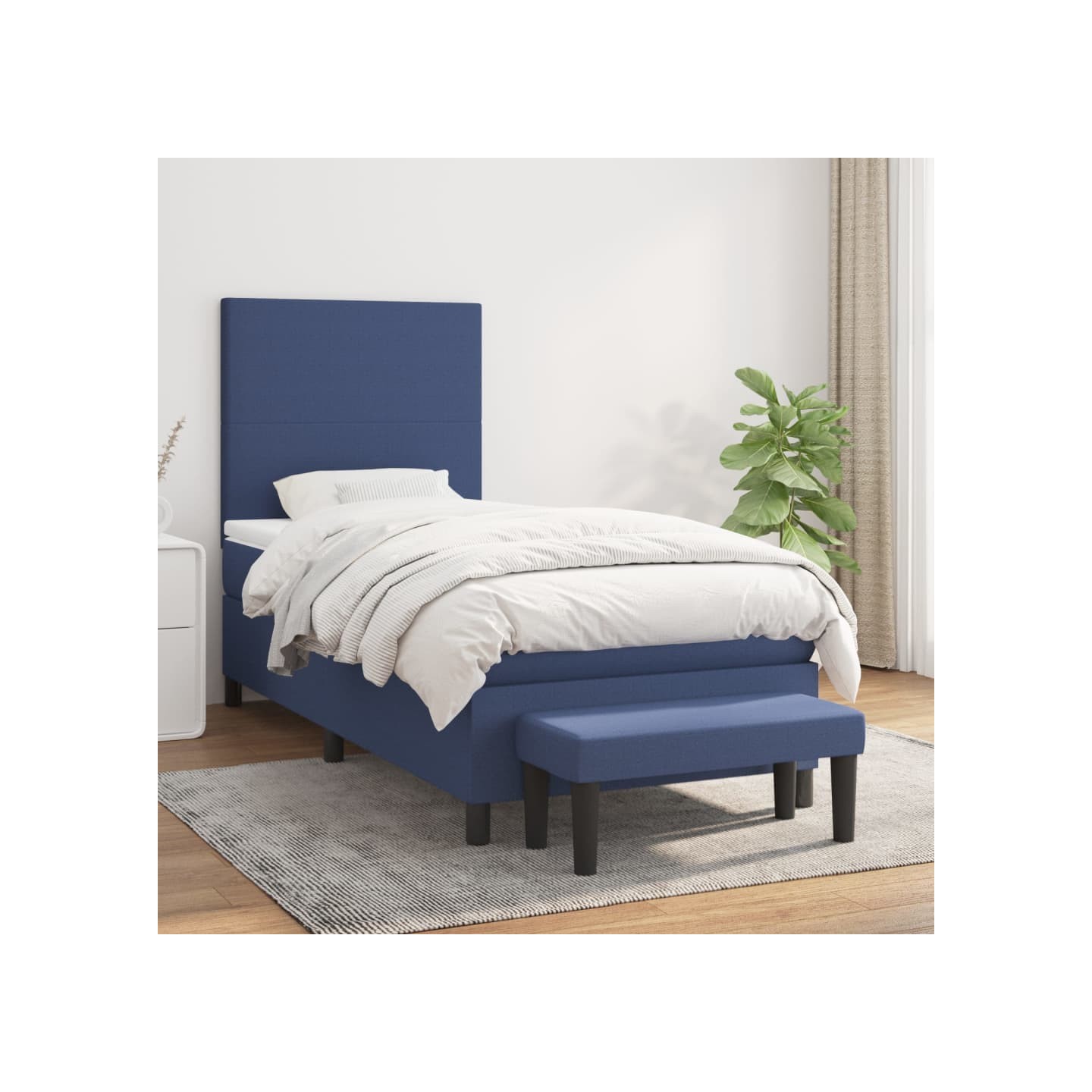 Sommier à lattes de lit avec matelas Bleu 80x200 cm Tissu