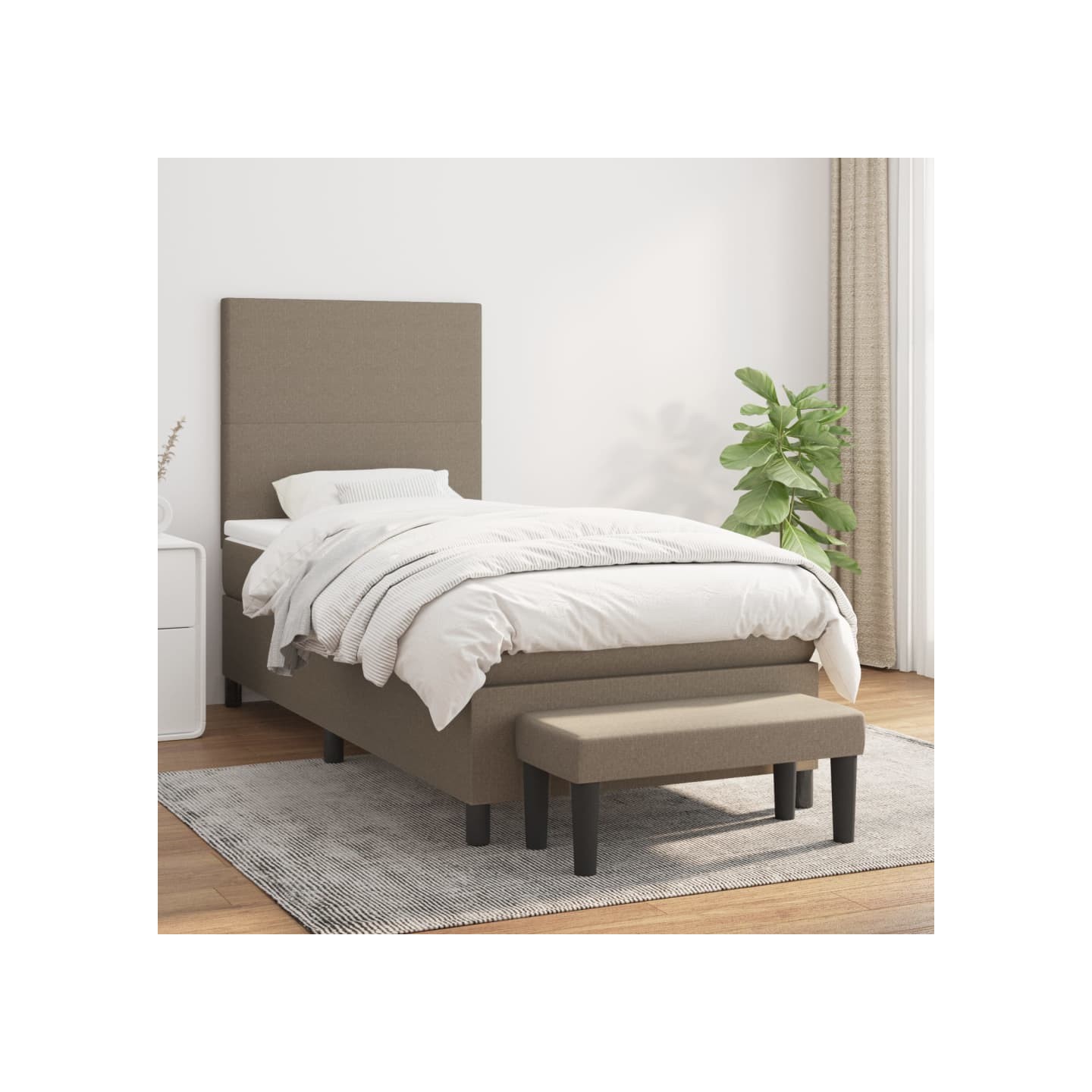 Sommier à lattes de lit avec matelas Taupe 100x200 cm Tissu