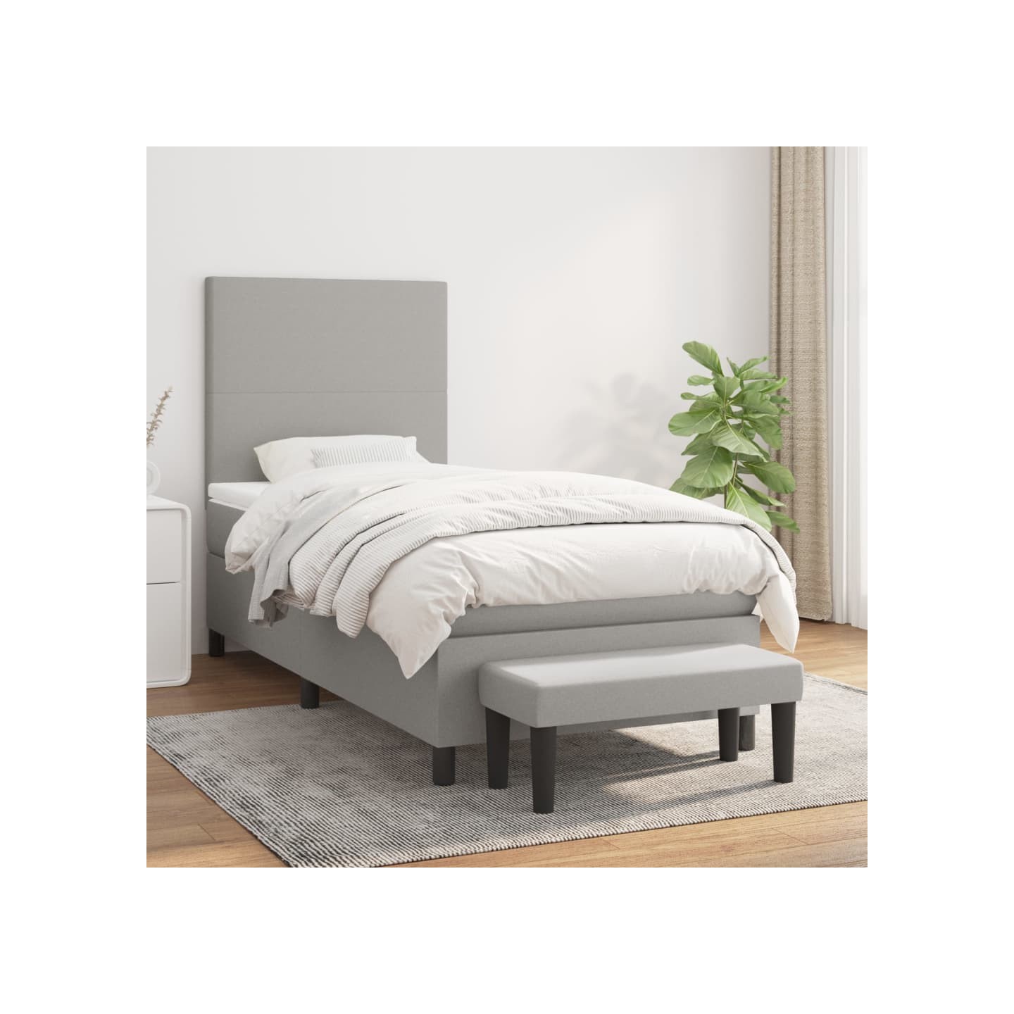 Sommier à lattes de lit avec matelas Gris clair 100x200cm Tissu