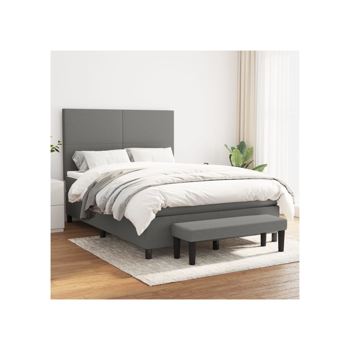 Sommier à lattes de lit avec matelas Gris foncé 140x200cm Tissu