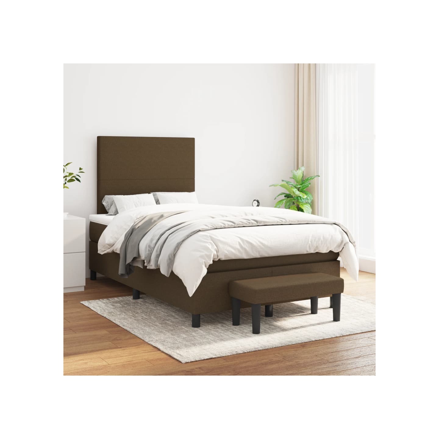 Sommier à lattes de lit avec matelas Marron foncé 120x200 cm