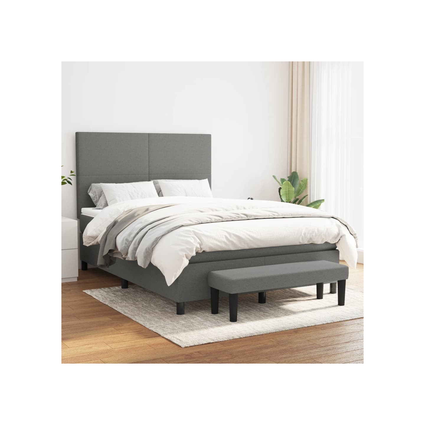 Sommier à lattes de lit avec matelas Gris foncé 140x190cm Tissu