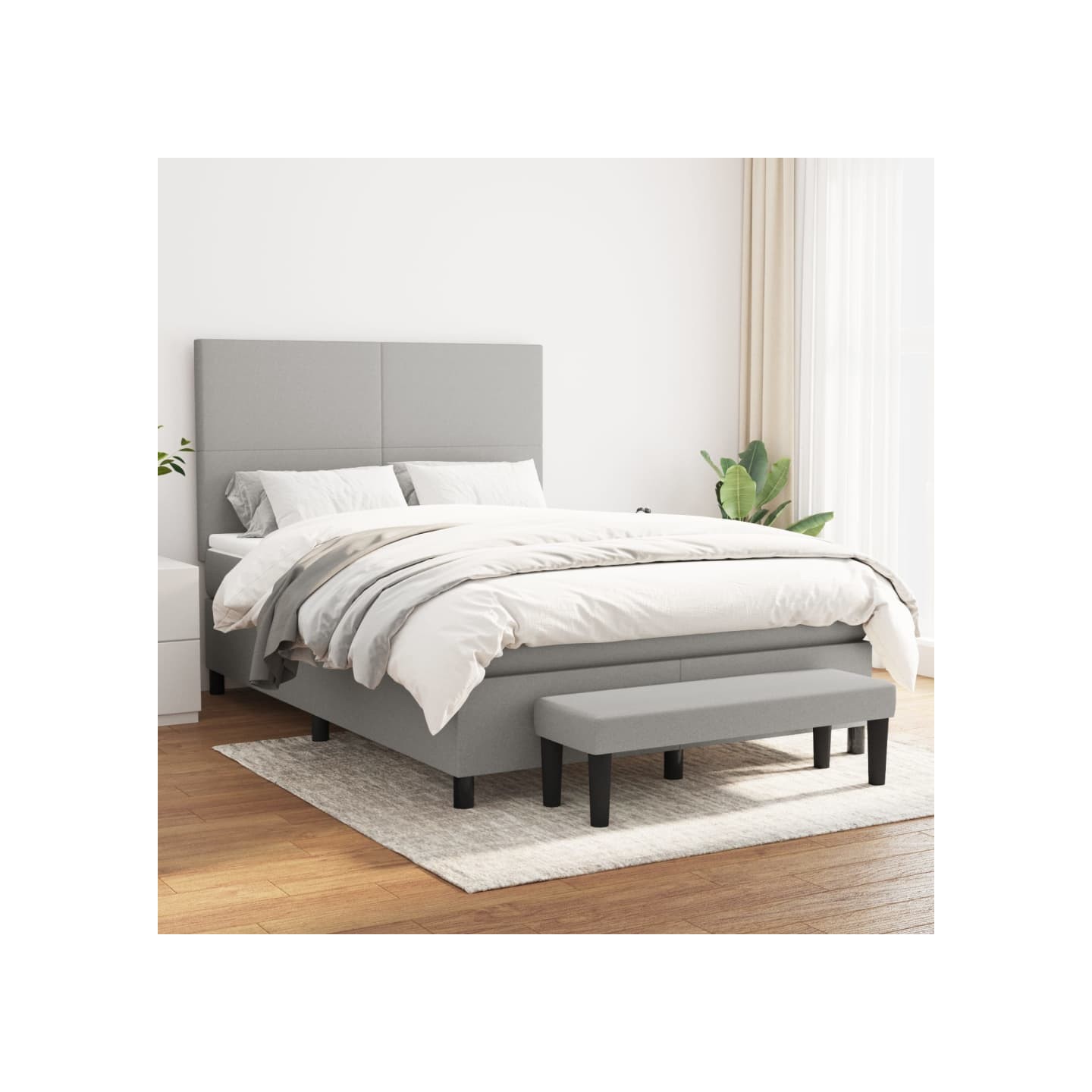 Sommier à lattes de lit avec matelas Gris clair 140x200cm Tissu