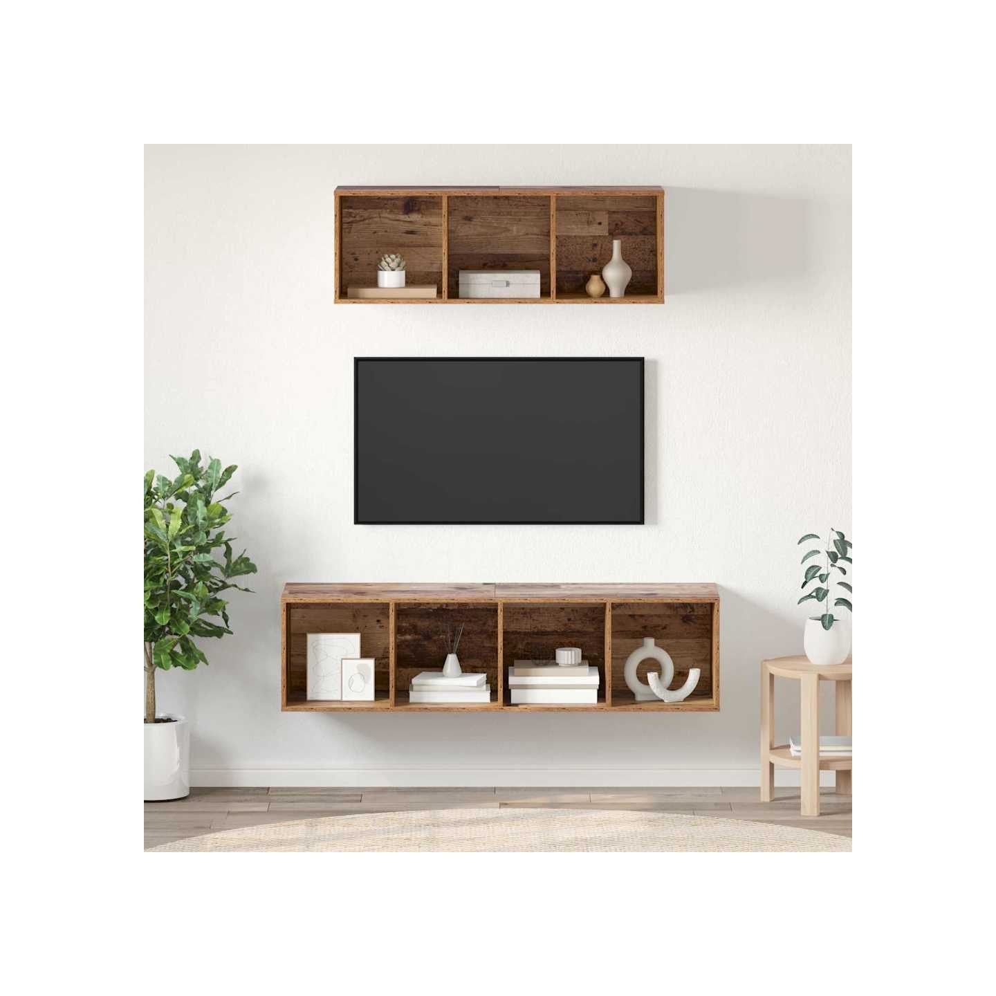 Ensemble meuble TV 2 pc Bois Ancien Bois d'ingénierie