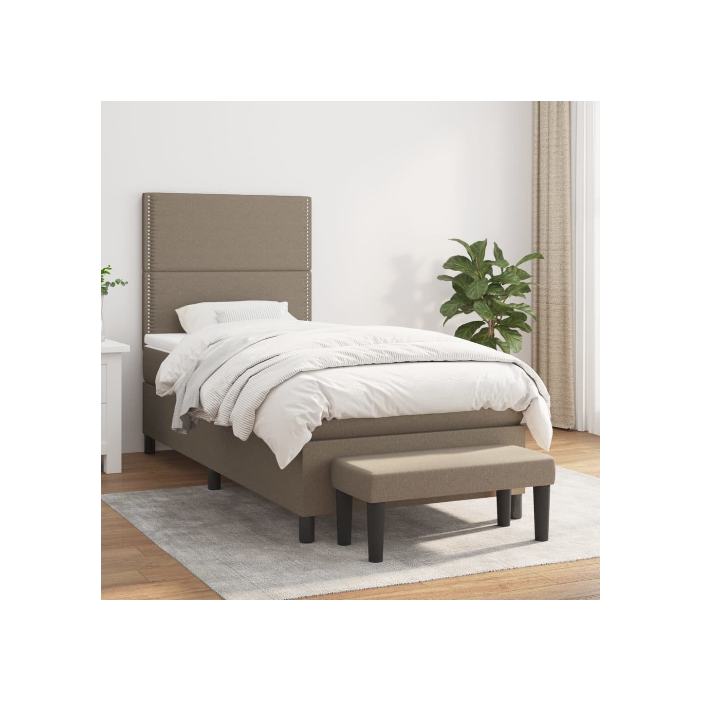 Sommier à lattes de lit avec matelas Taupe 90x190 cm Tissu