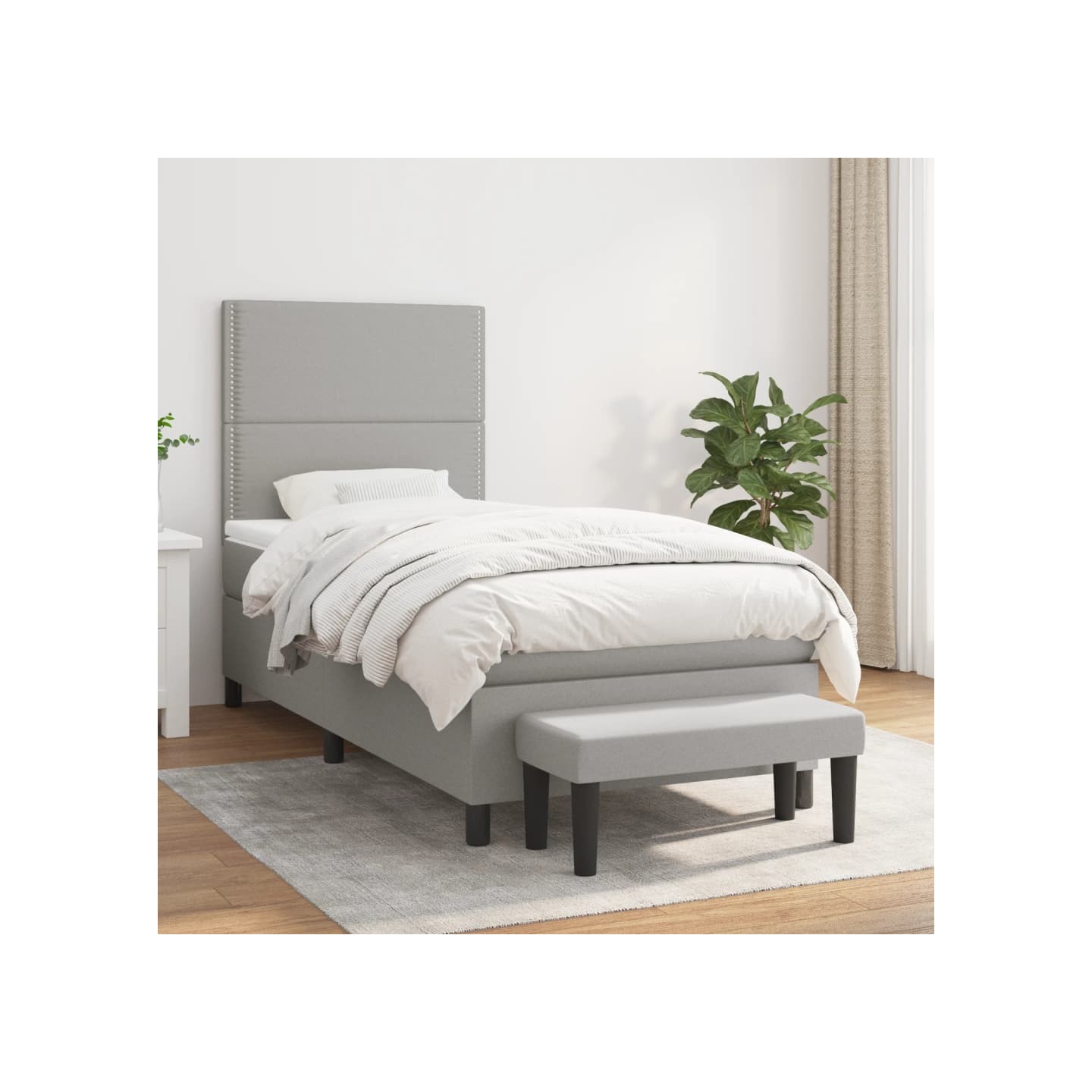 Sommier à lattes de lit et matelas Gris clair 90x190 cm Tissu