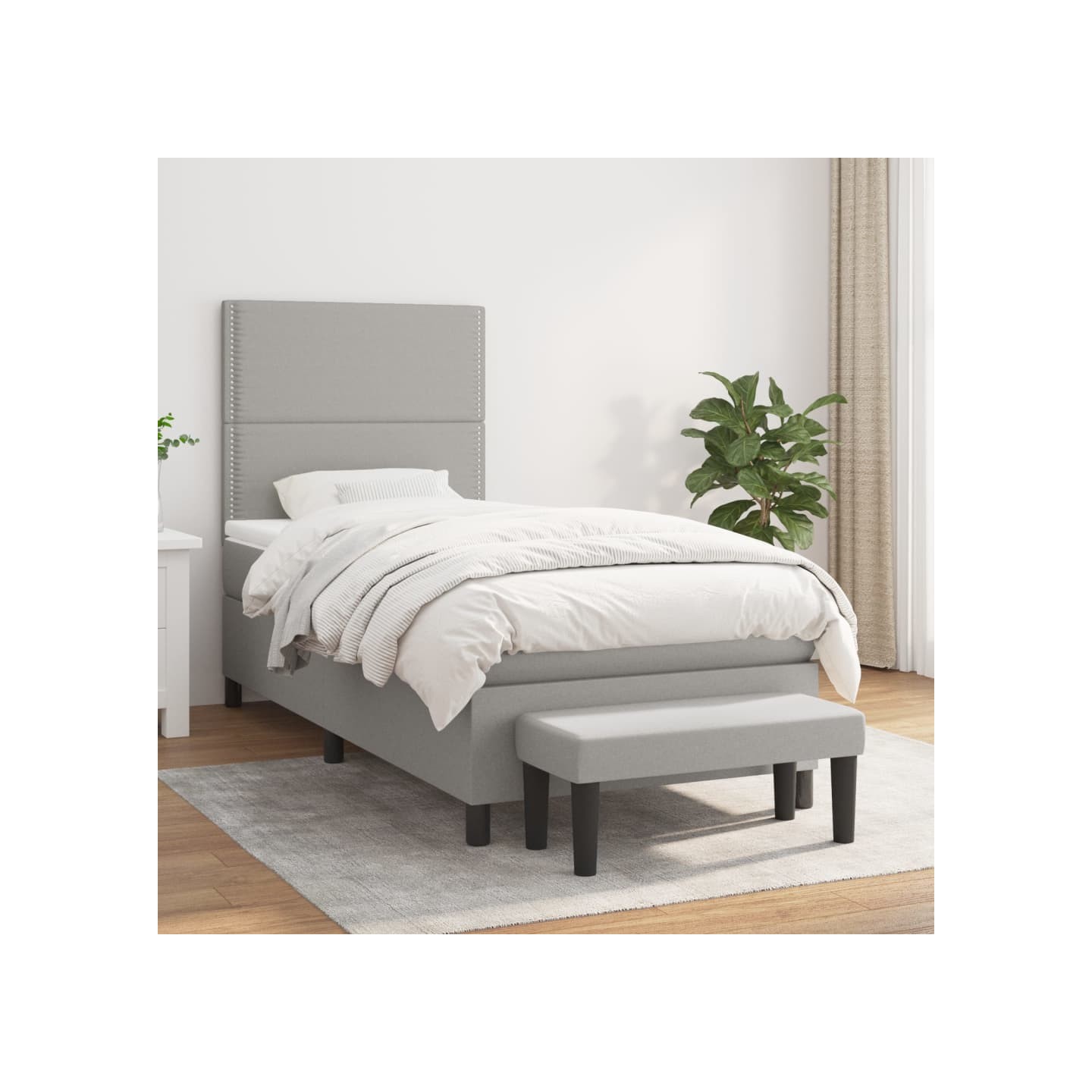 Sommier à lattes de lit avec matelas Gris clair 100x200cm Tissu