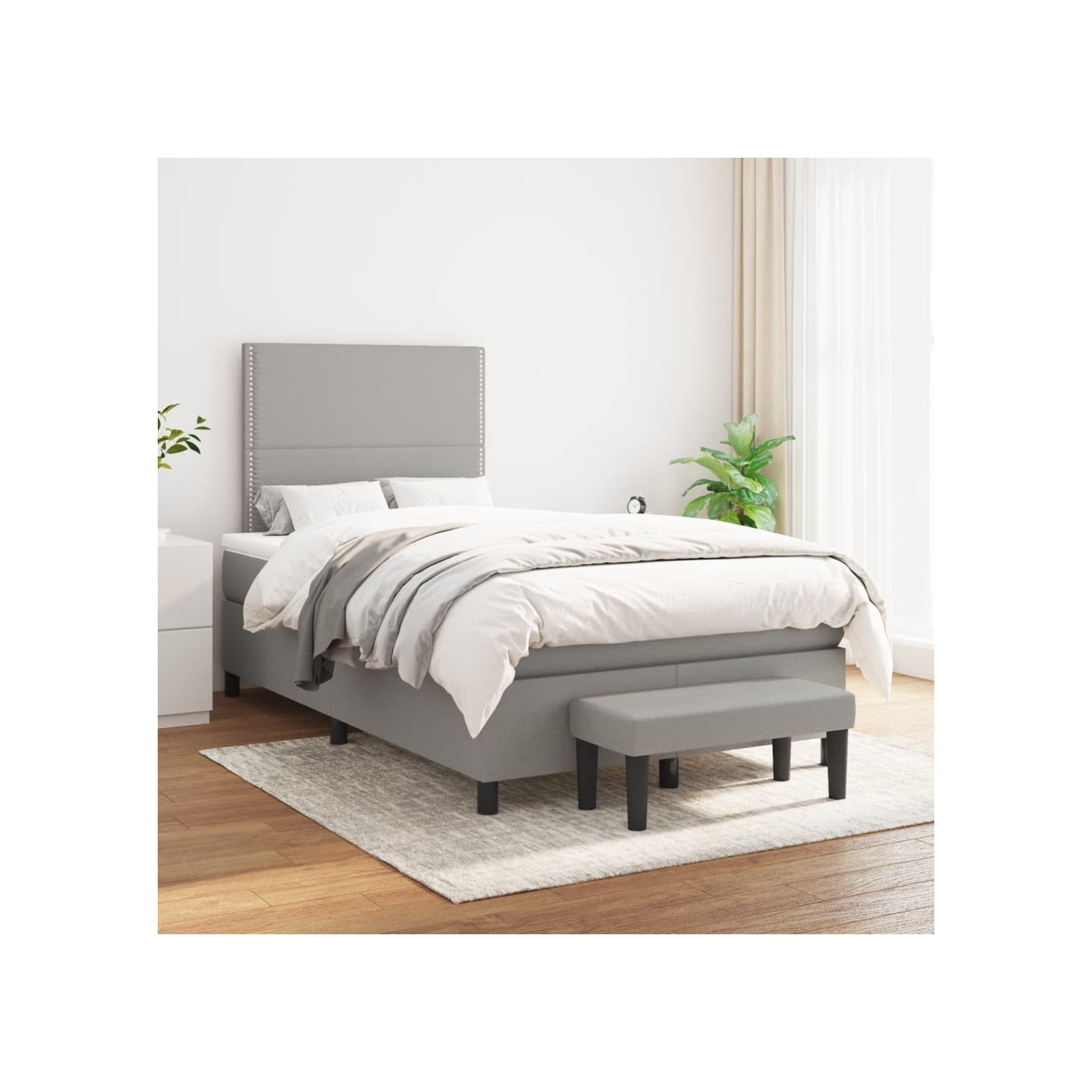 Sommier à lattes de lit avec matelas Gris clair 120x200cm Tissu