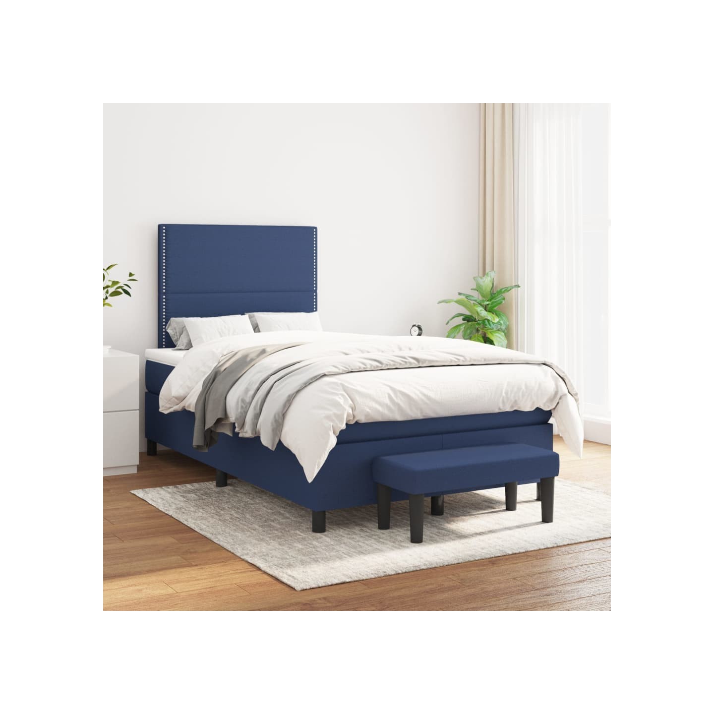 Sommier à lattes de lit avec matelas Bleu 120x200 cm Tissu