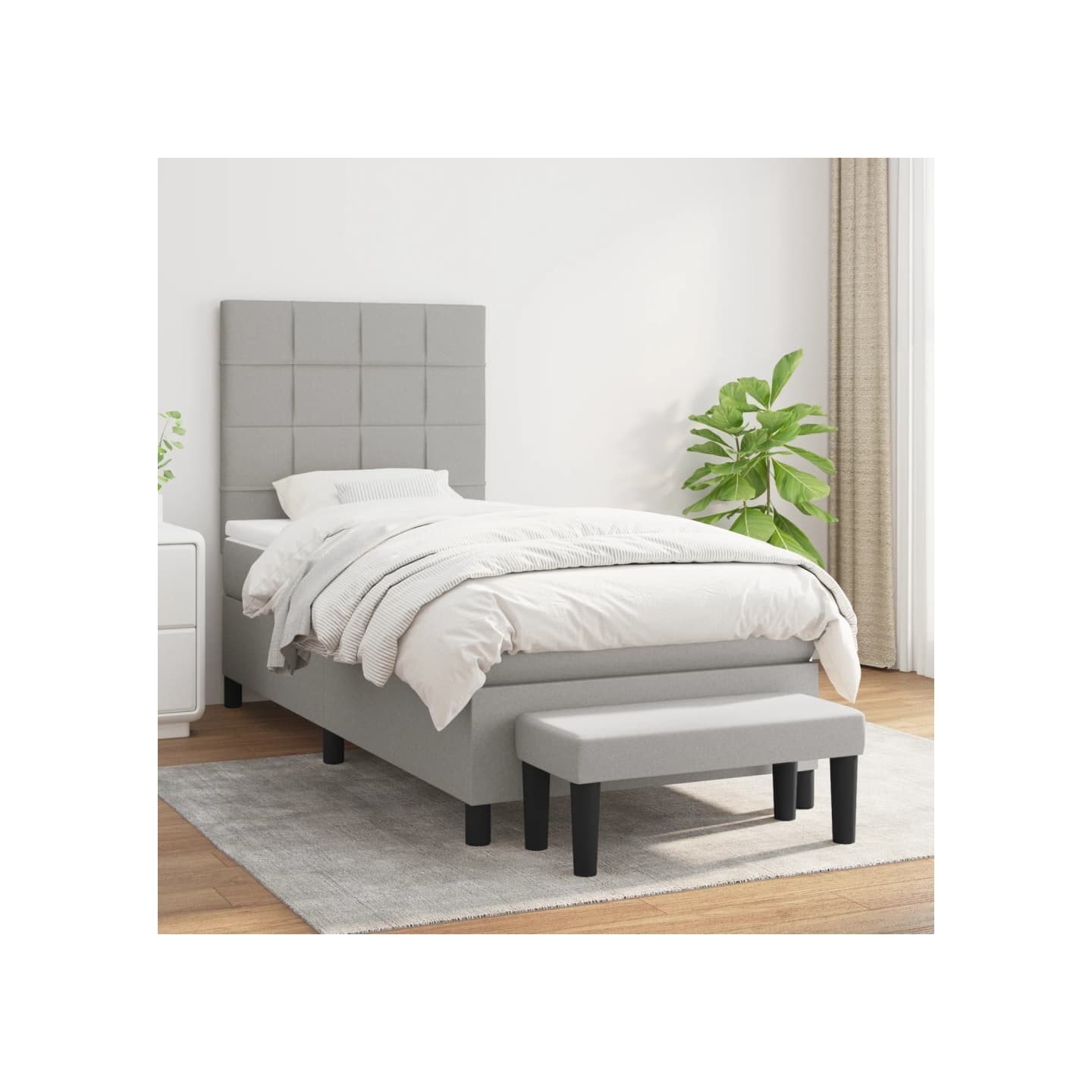 Sommier à lattes de lit avec matelas Gris clair 80x200 cm Tissu