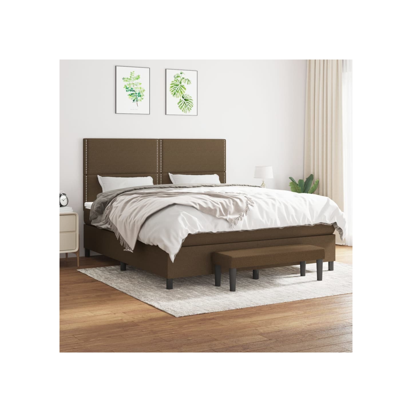 Sommier à lattes de lit avec matelas Marron foncé 180x200 cm