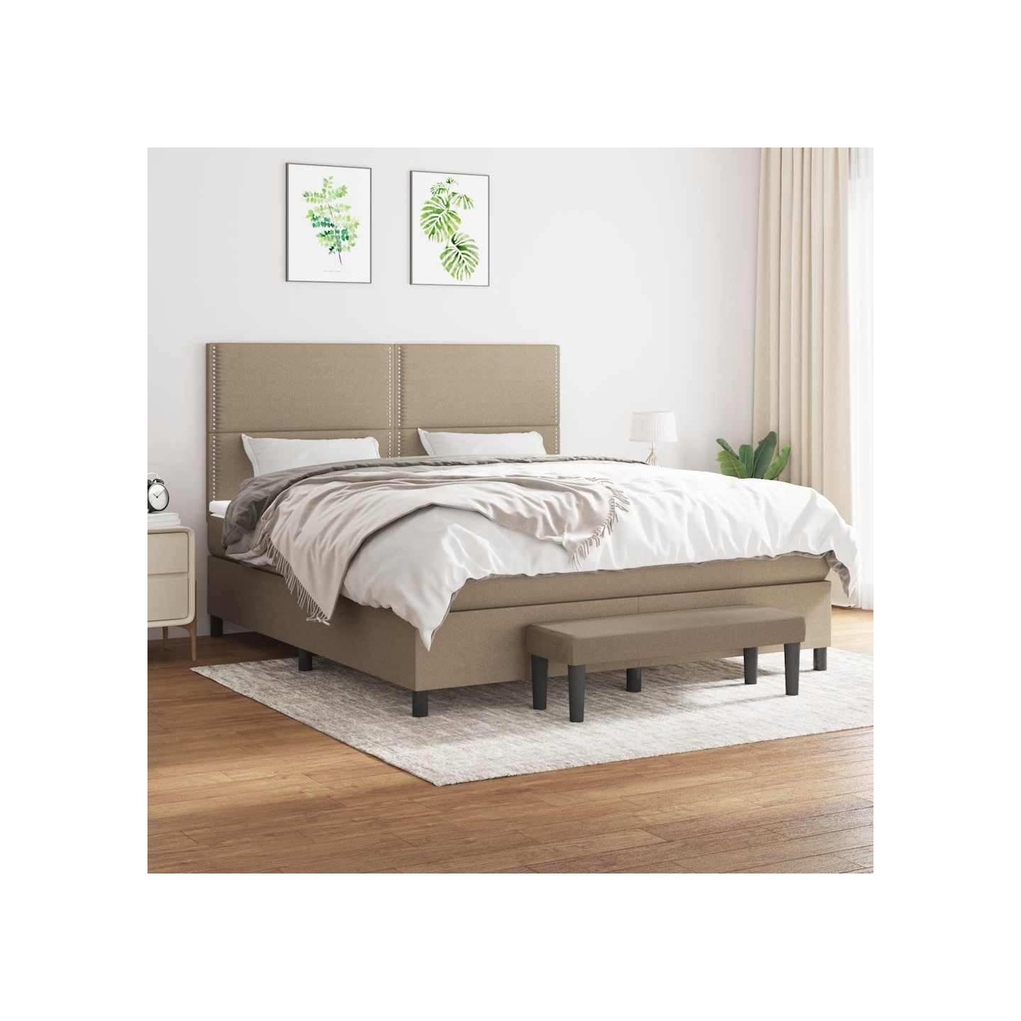 Sommier à lattes de lit avec matelas Taupe 180x200 cm Tissu