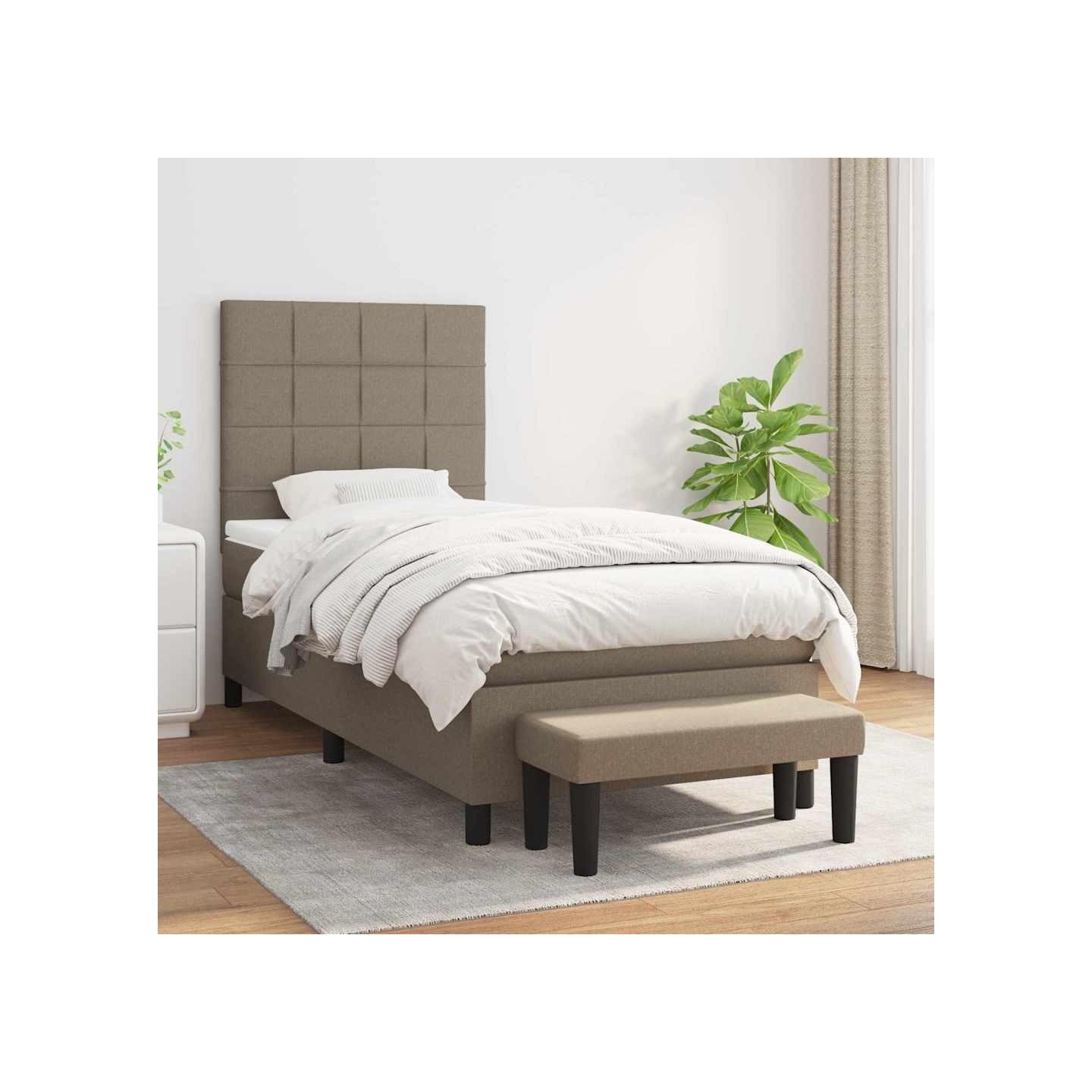 Sommier à lattes de lit avec matelas Taupe 90x190 cm Tissu