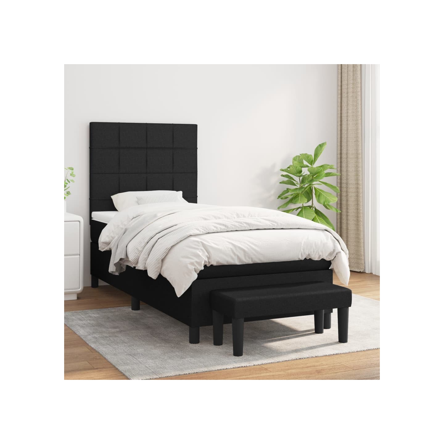 Sommier à lattes de lit avec matelas Noir 90x190 cm Tissu