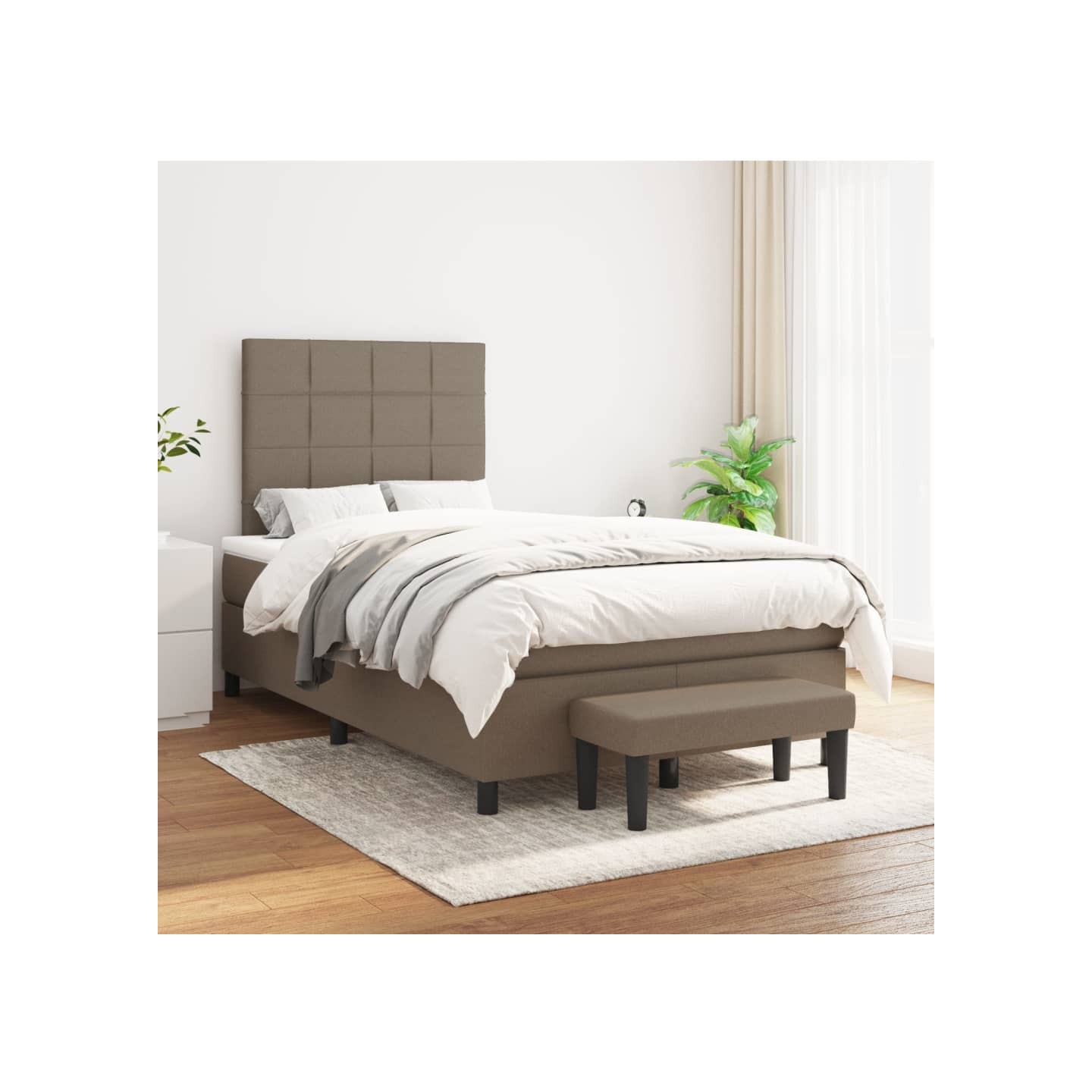 Sommier à lattes de lit avec matelas Taupe 120x200 cm Tissu