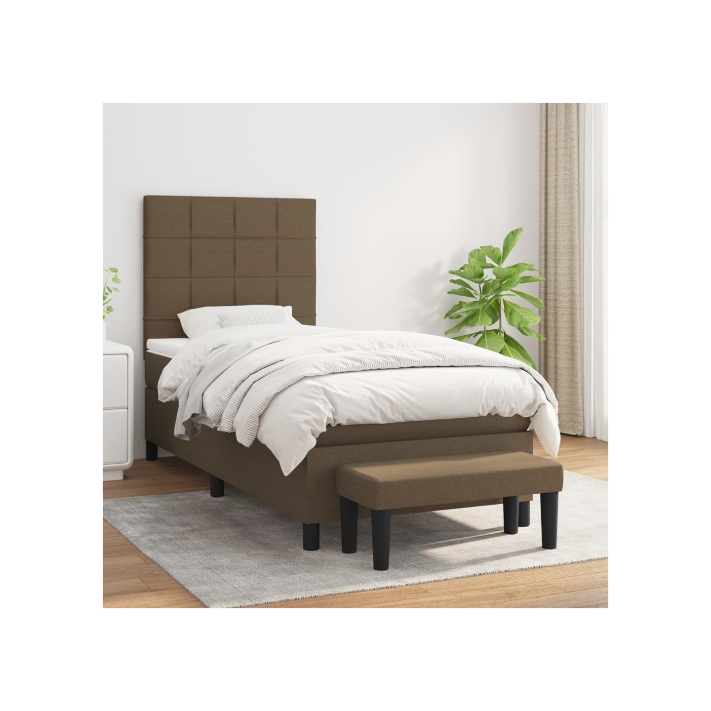 Sommier à lattes de lit avec matelas Marron foncé 100x200 cm