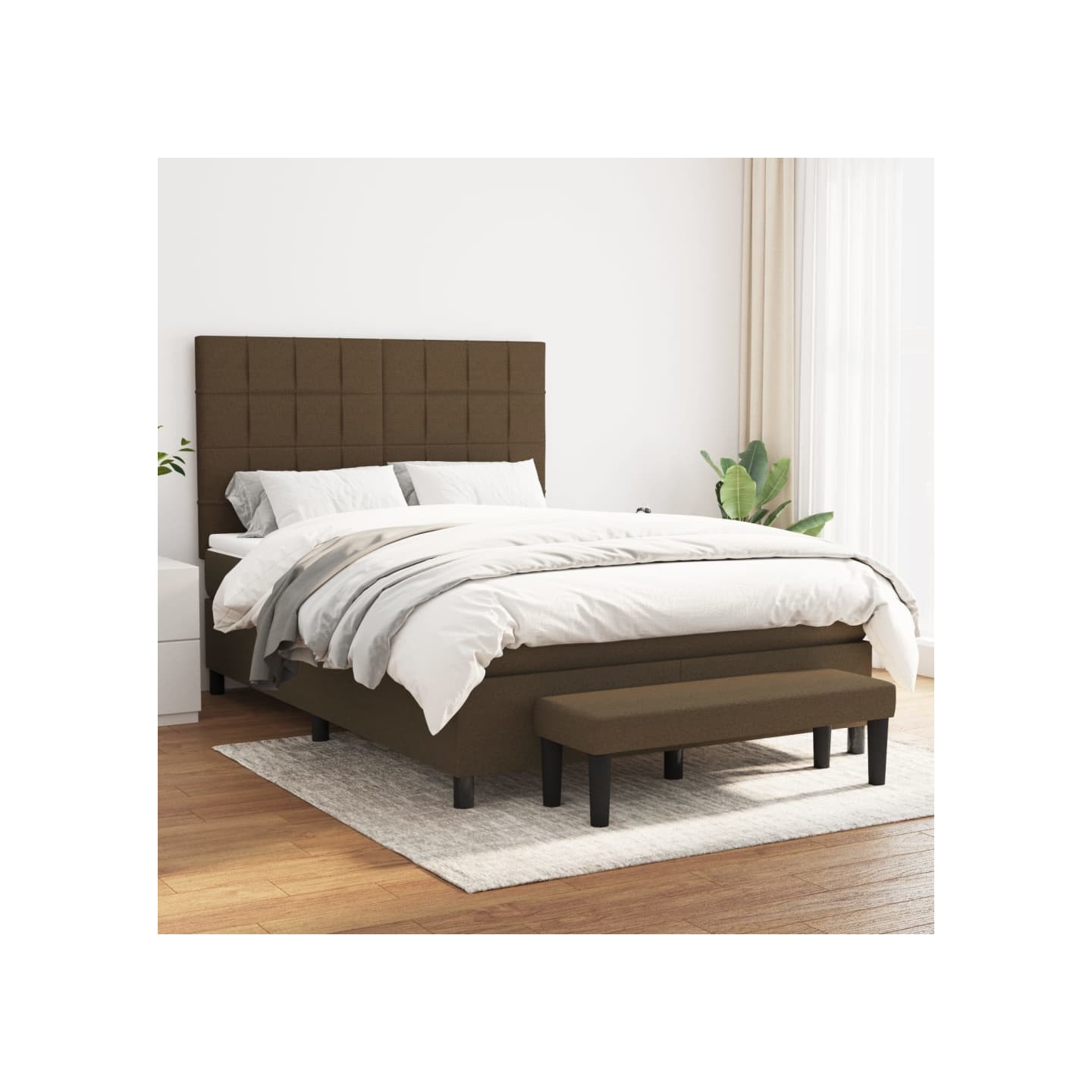 Sommier à lattes de lit avec matelas Marron foncé 140x190 cm