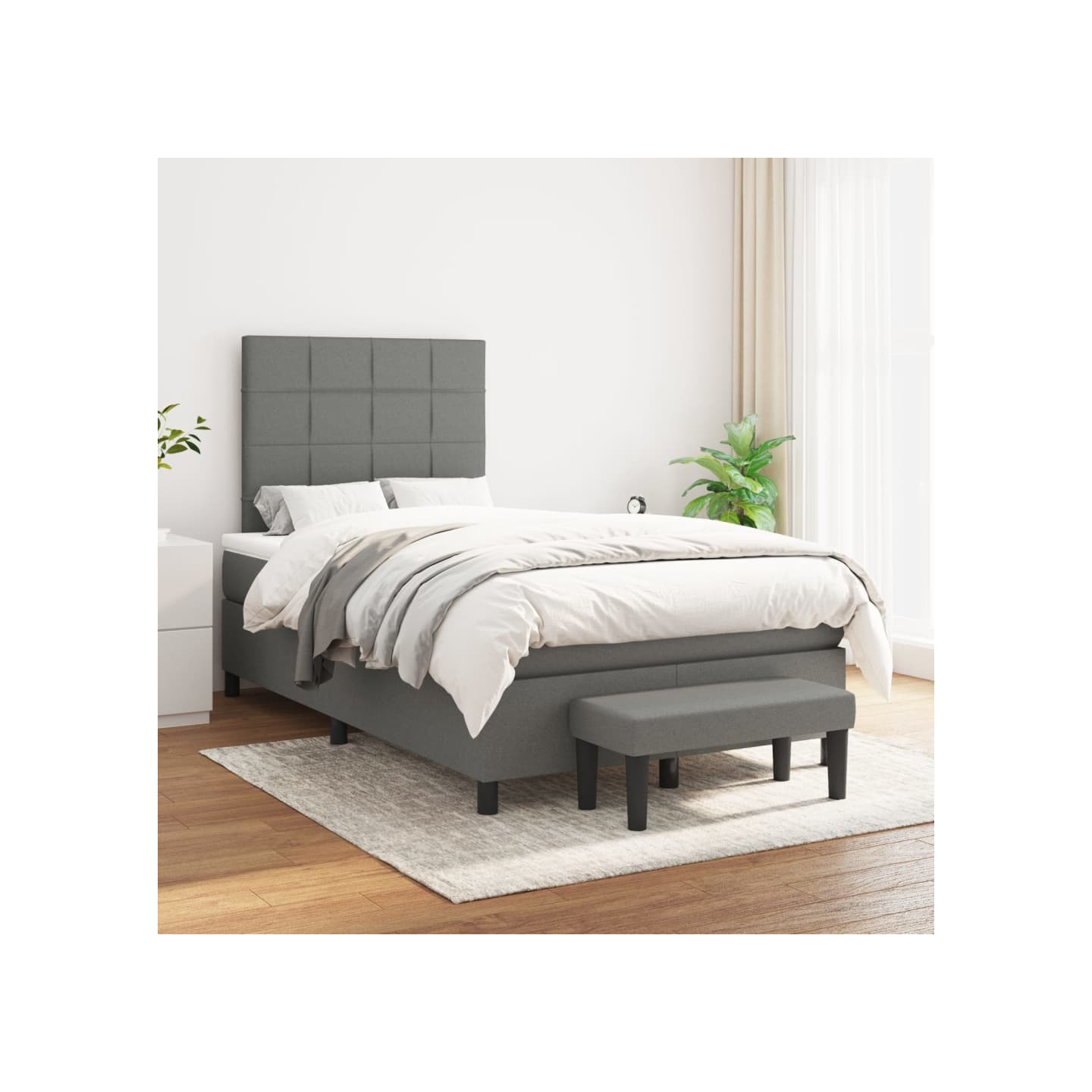 Sommier à lattes de lit avec matelas Gris foncé 120x200cm Tissu