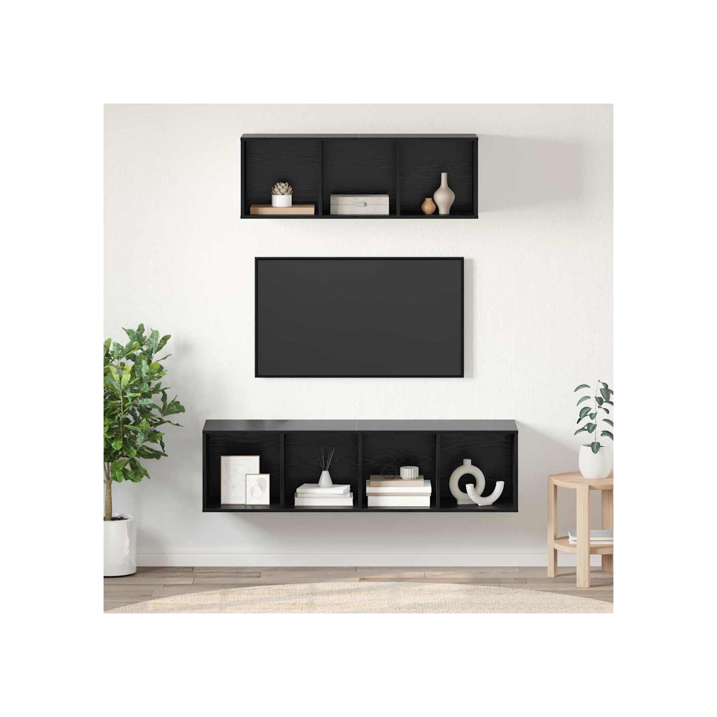 Ensemble meuble TV 2 pc Chêne noir Bois d'ingénierie