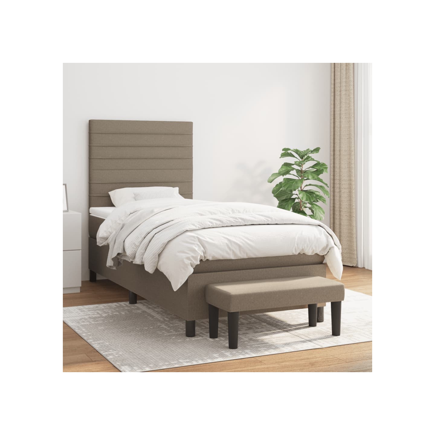 Sommier à lattes de lit avec matelas Taupe 90x190 cm Tissu
