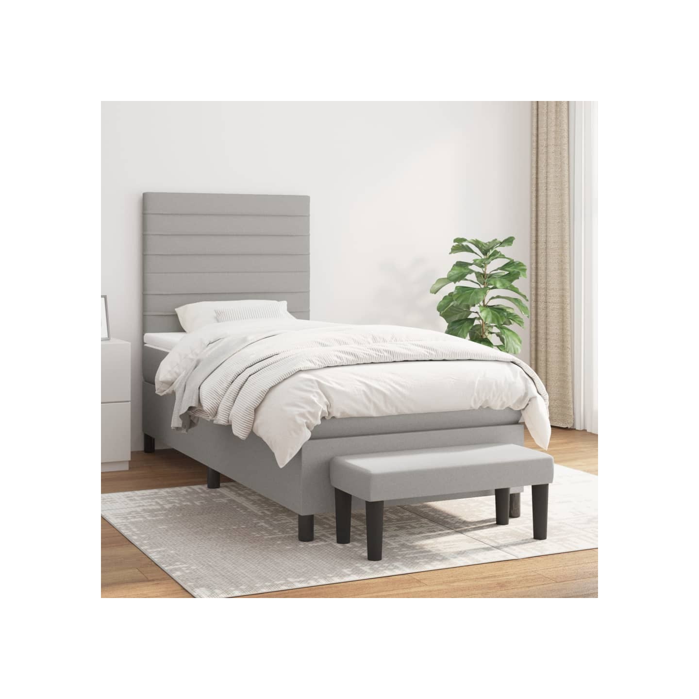 Sommier à lattes de lit avec matelas Gris clair 80x200 cm Tissu