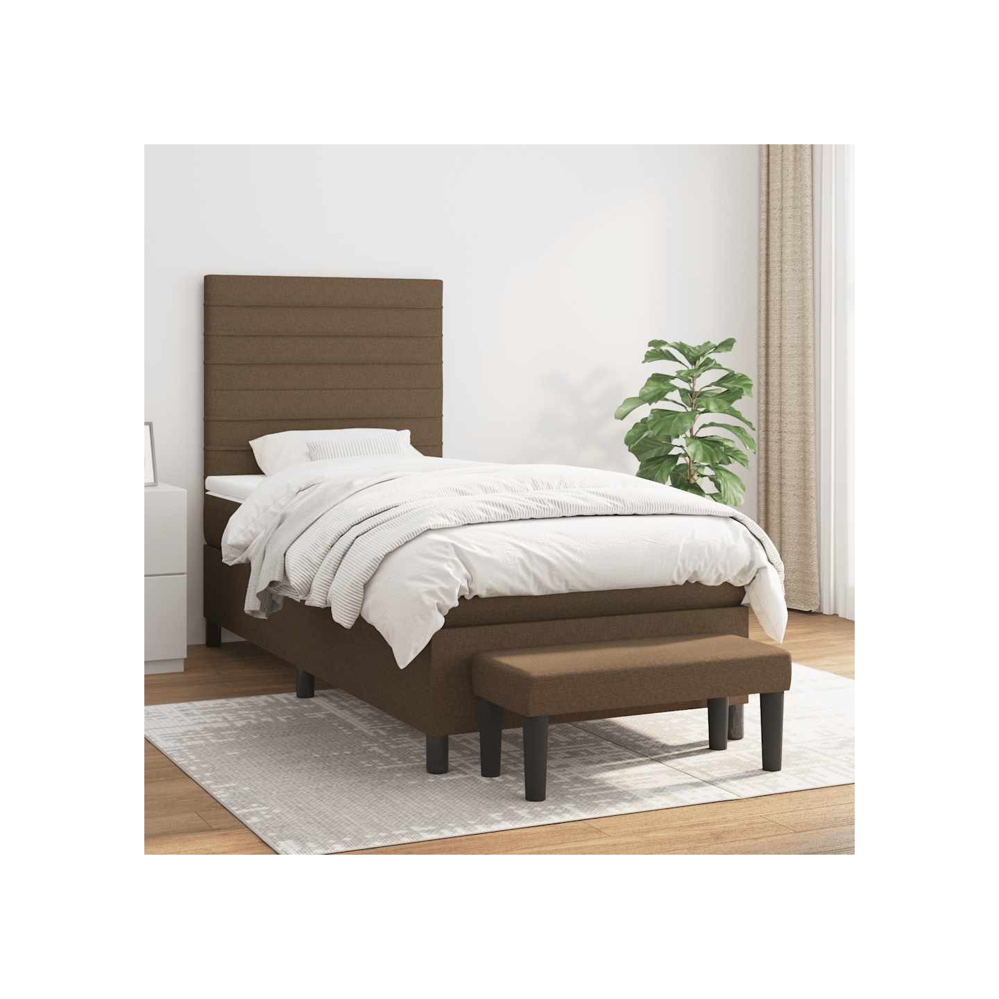 Sommier à lattes de lit avec matelas Marron foncé 90x200 cm