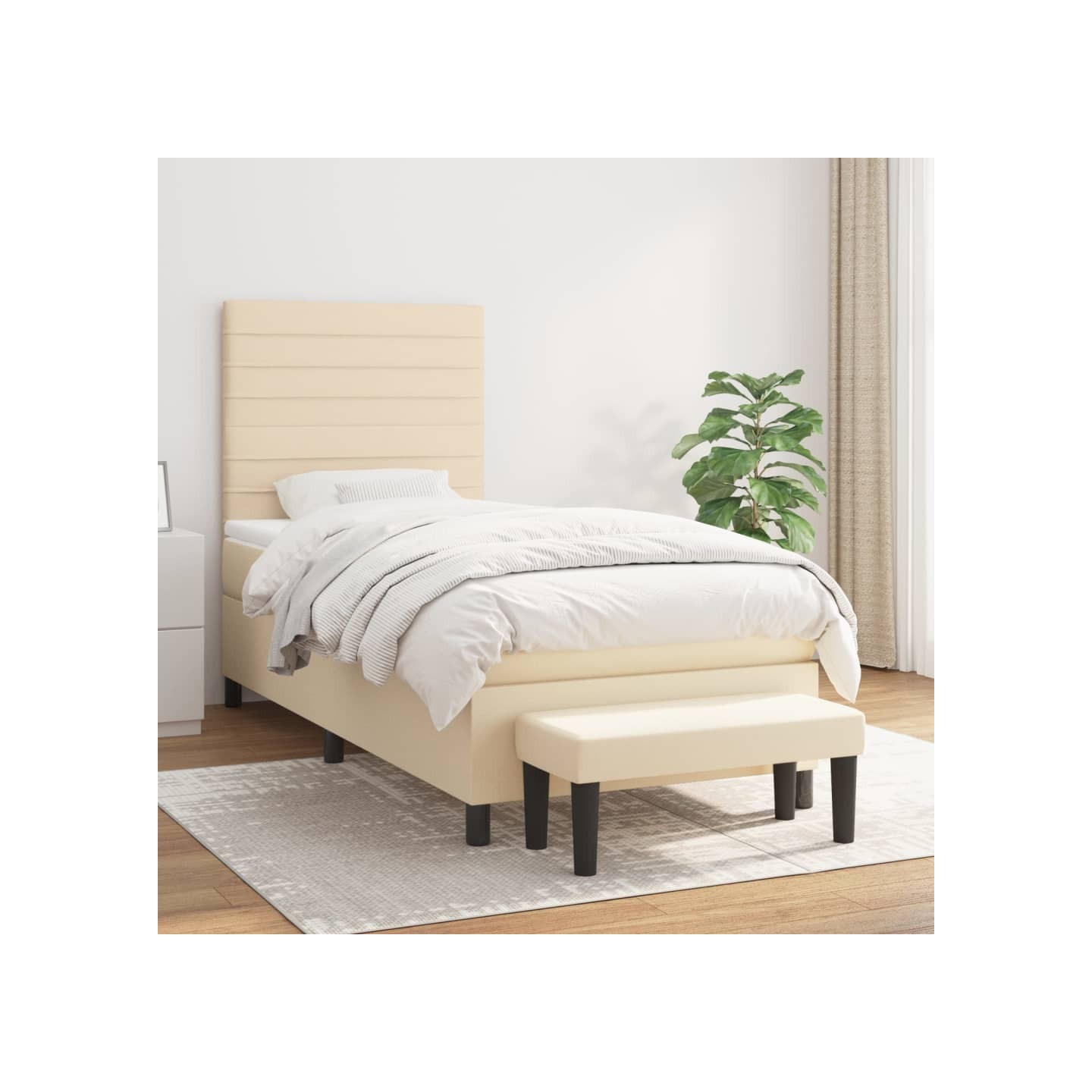Sommier à lattes de lit avec matelas Crème 80x200 cm Tissu
