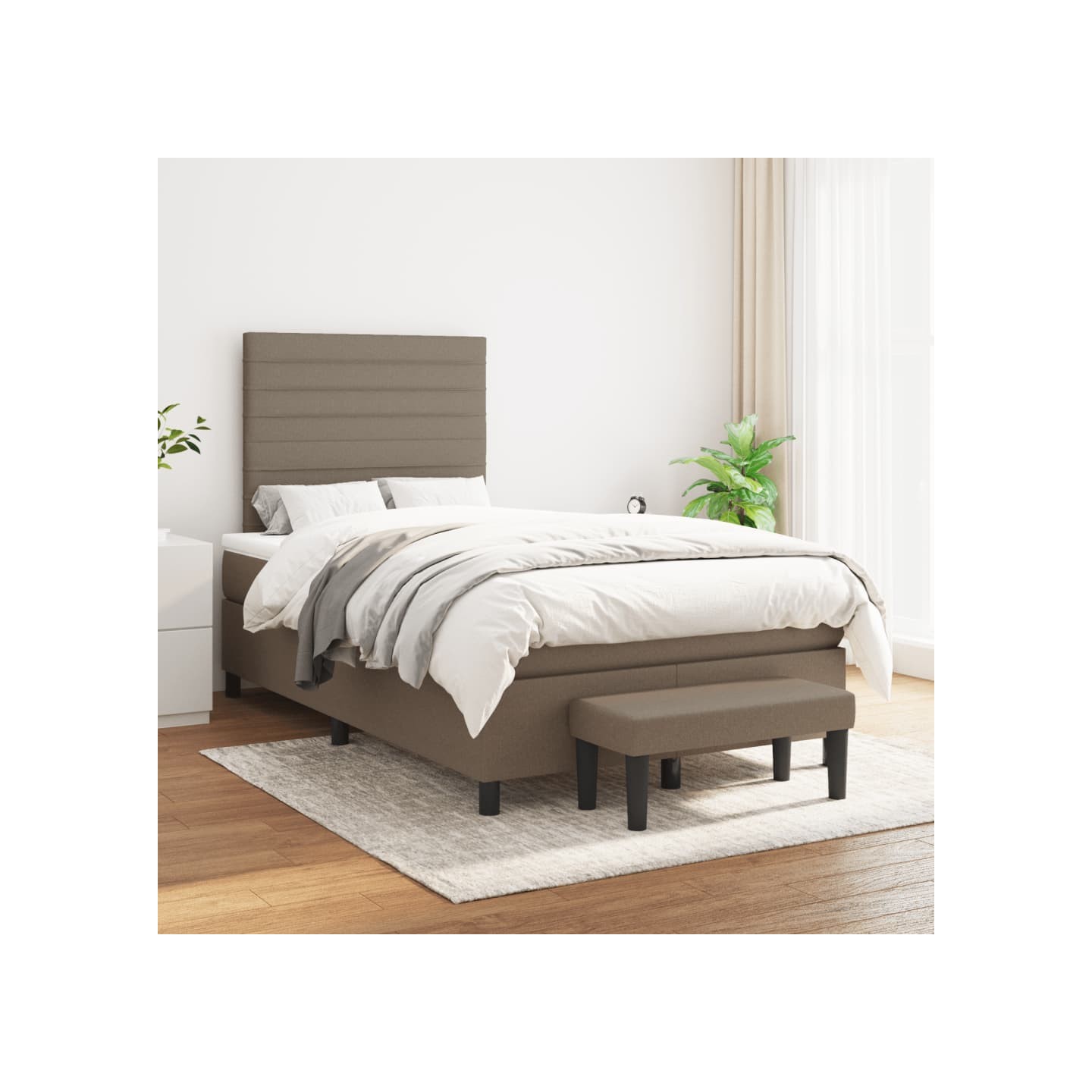 Sommier à lattes de lit avec matelas Taupe 120x200 cm Tissu