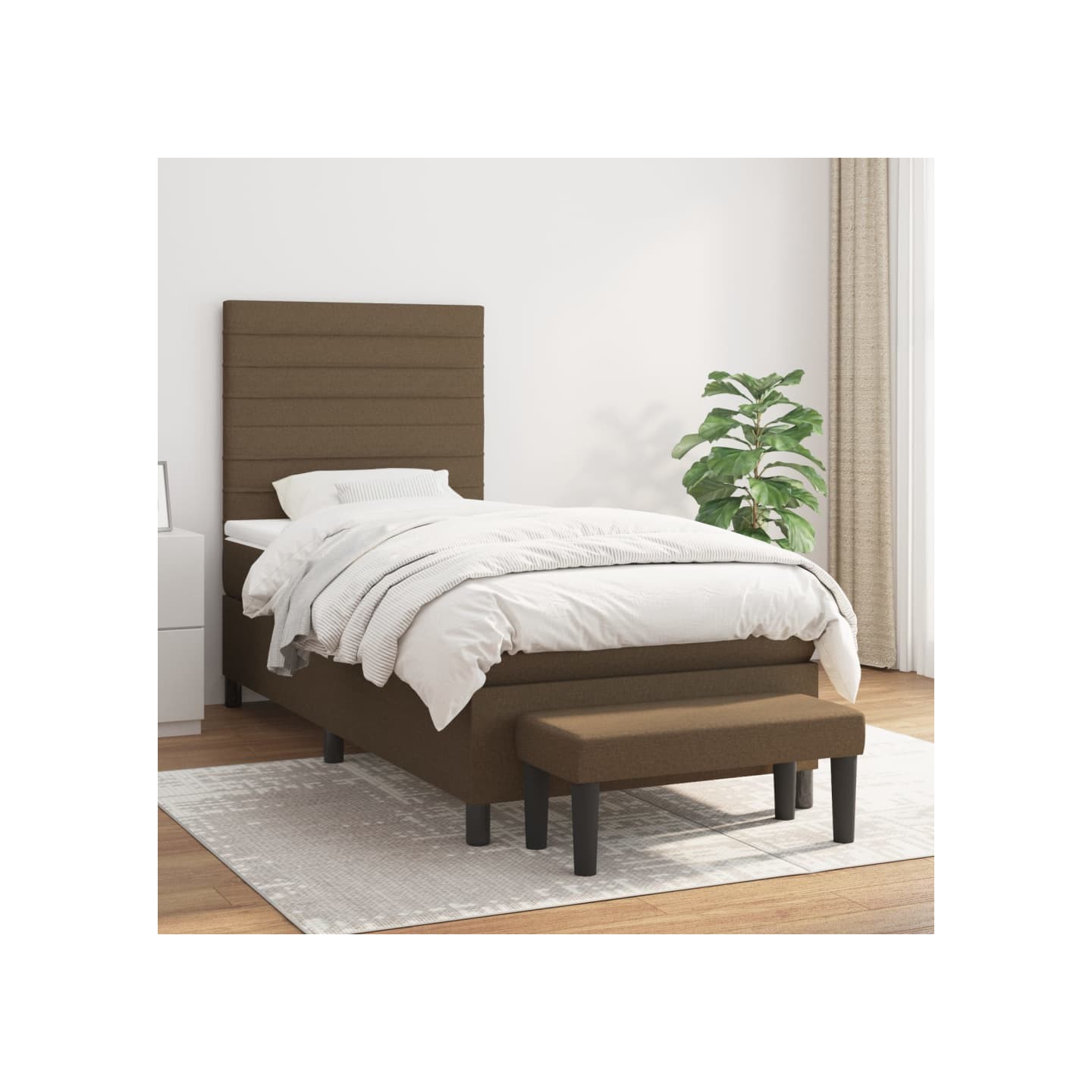Sommier à lattes de lit avec matelas Marron foncé 100x200 cm