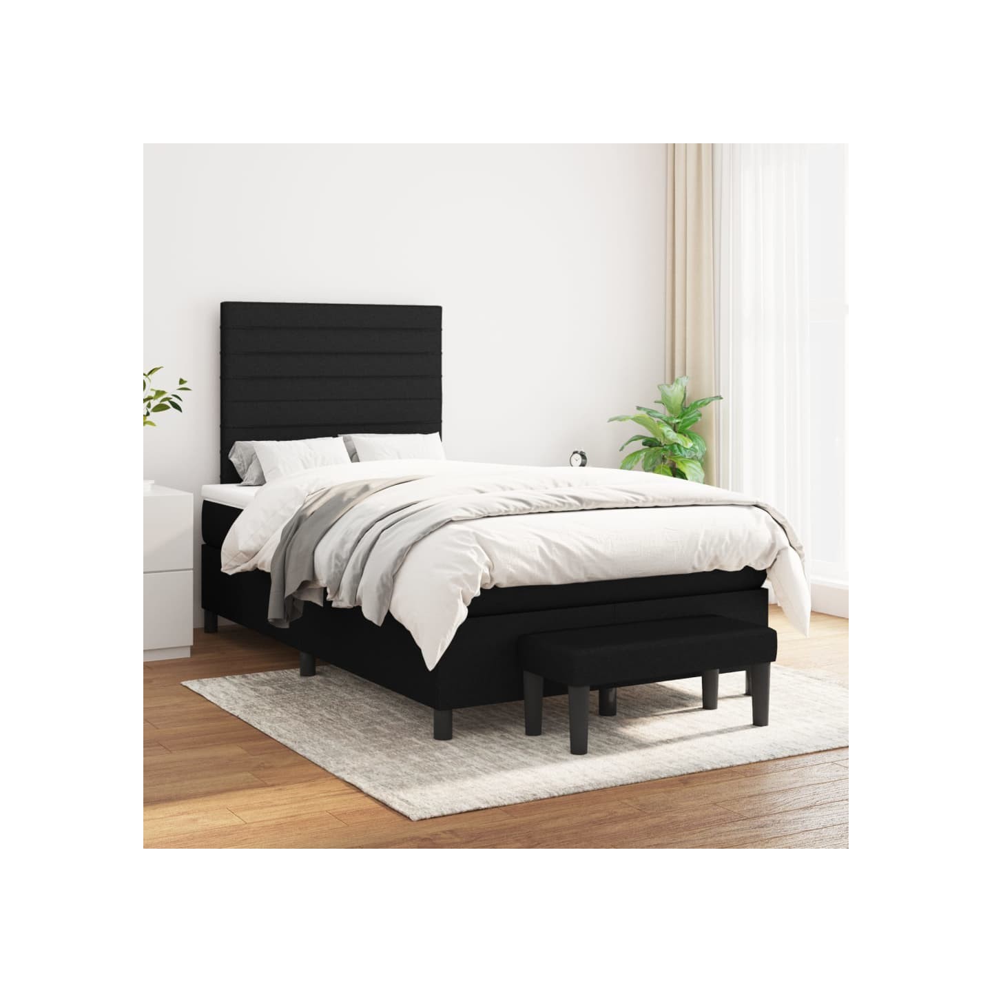 Sommier à lattes de lit avec matelas Noir 120x200 cm Tissu