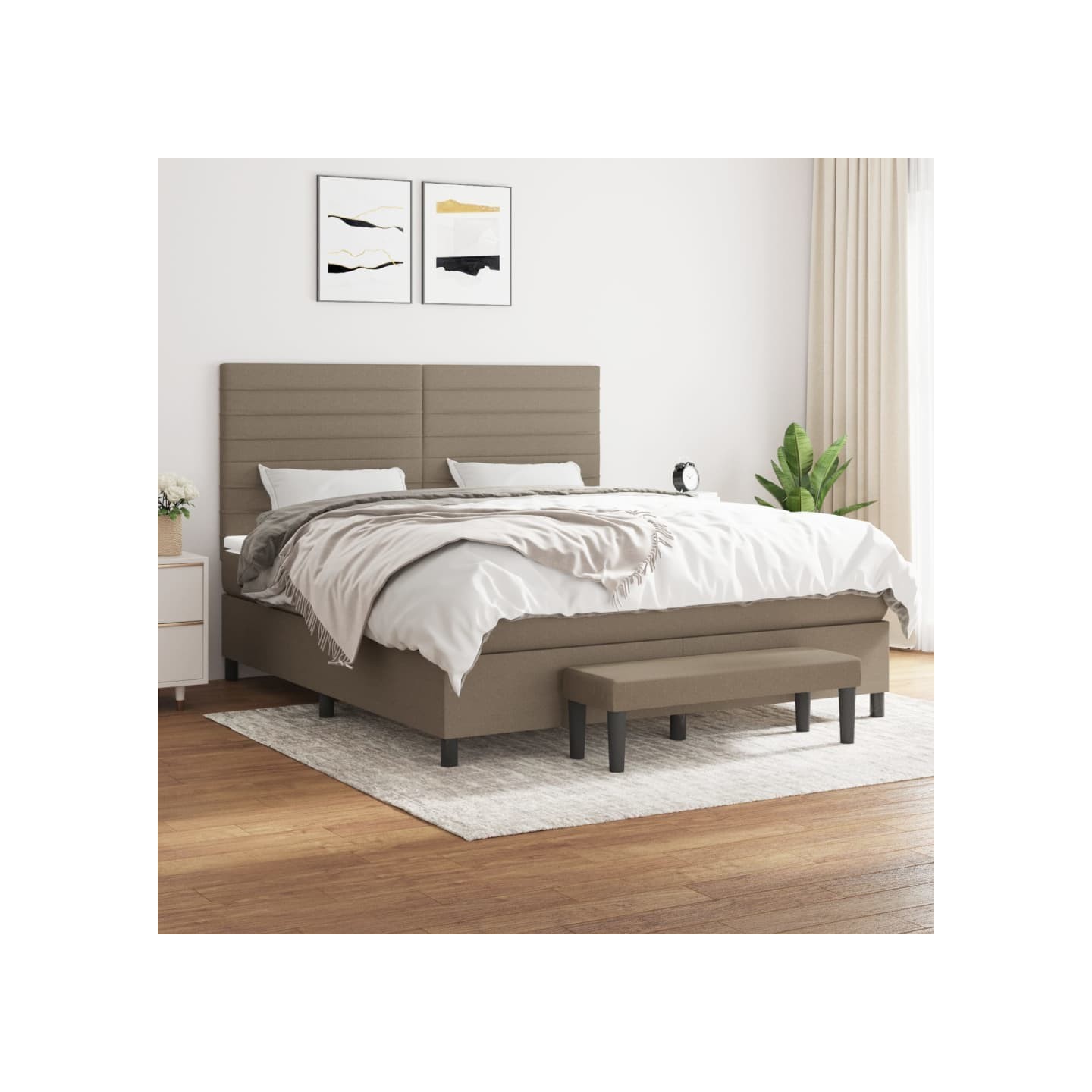 Sommier à lattes de lit avec matelas Taupe 180x200 cm Tissu