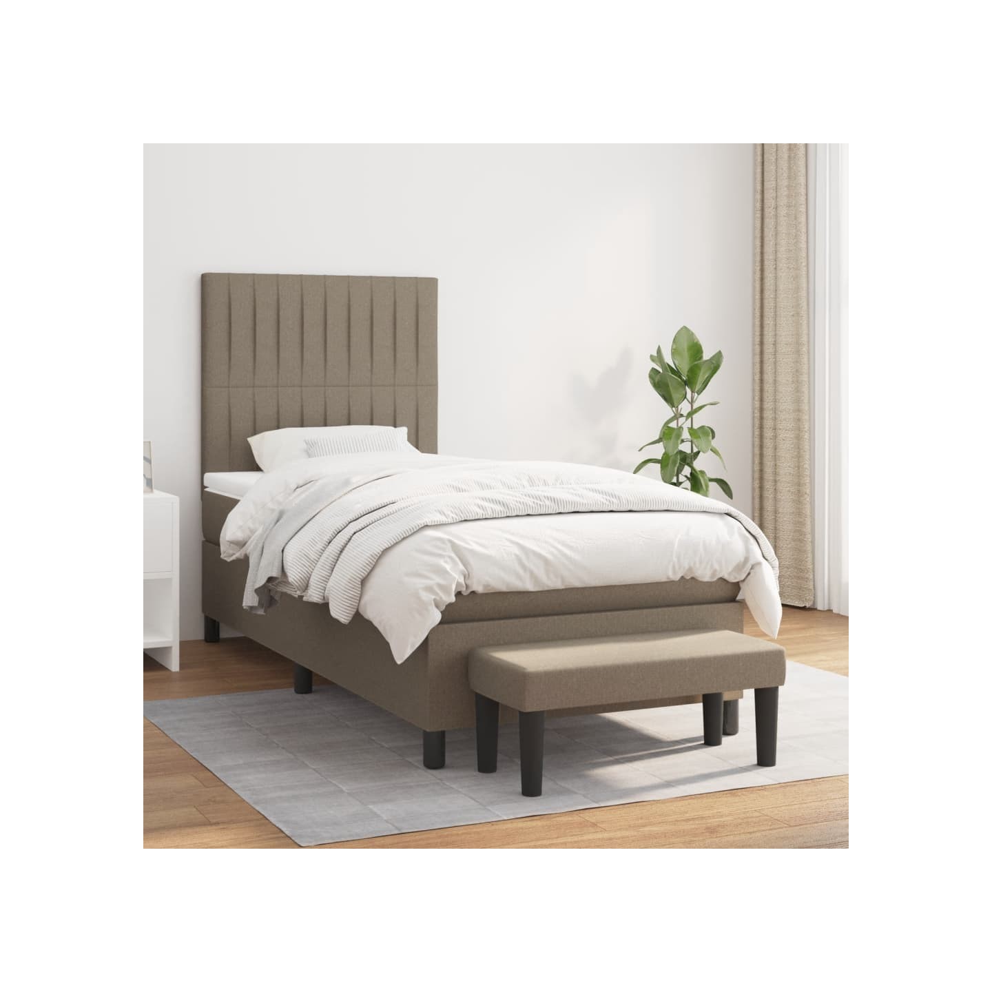 Sommier à lattes de lit avec matelas Taupe 80x200 cm Tissu