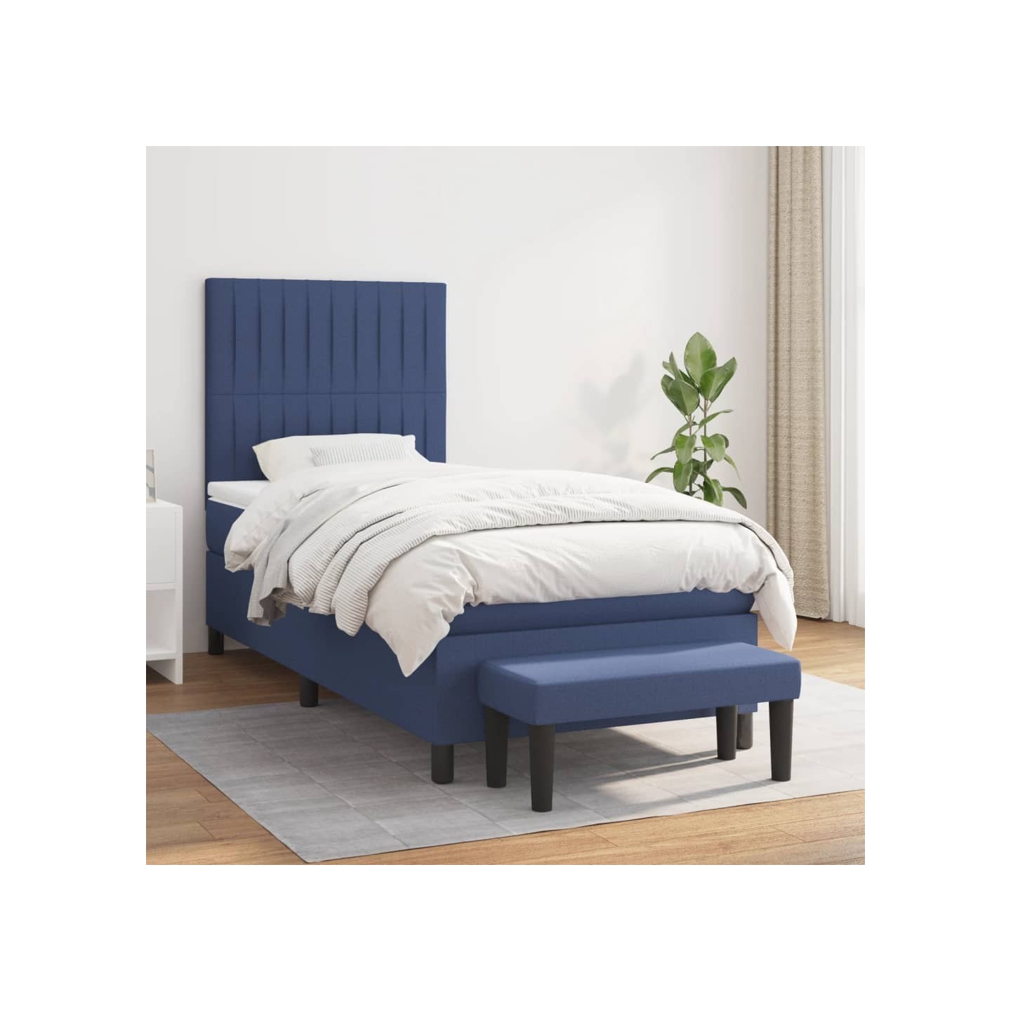 Sommier à lattes de lit avec matelas Bleu 90x190 cm Tissu