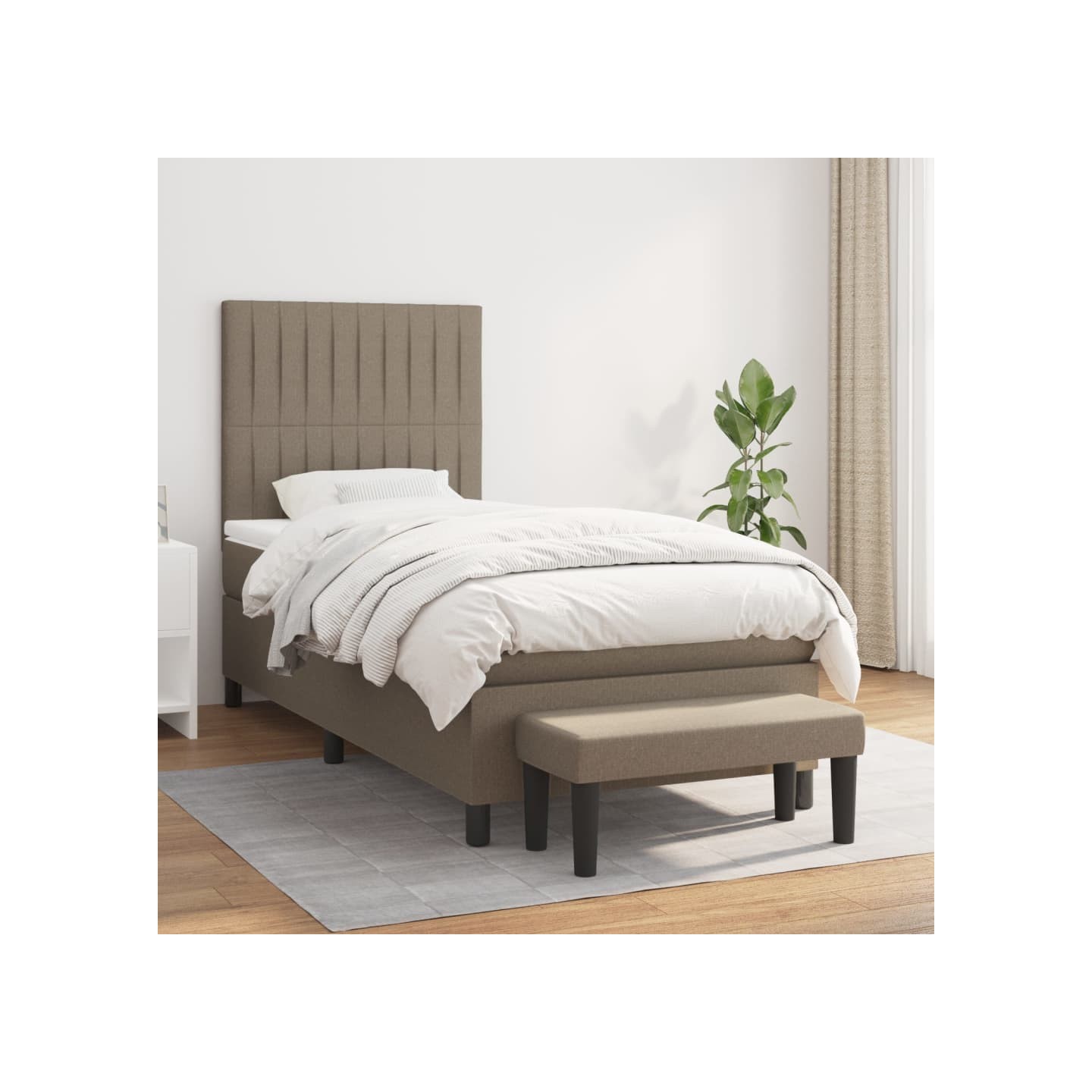 Sommier à lattes de lit avec matelas Taupe 90x200 cm Tissu