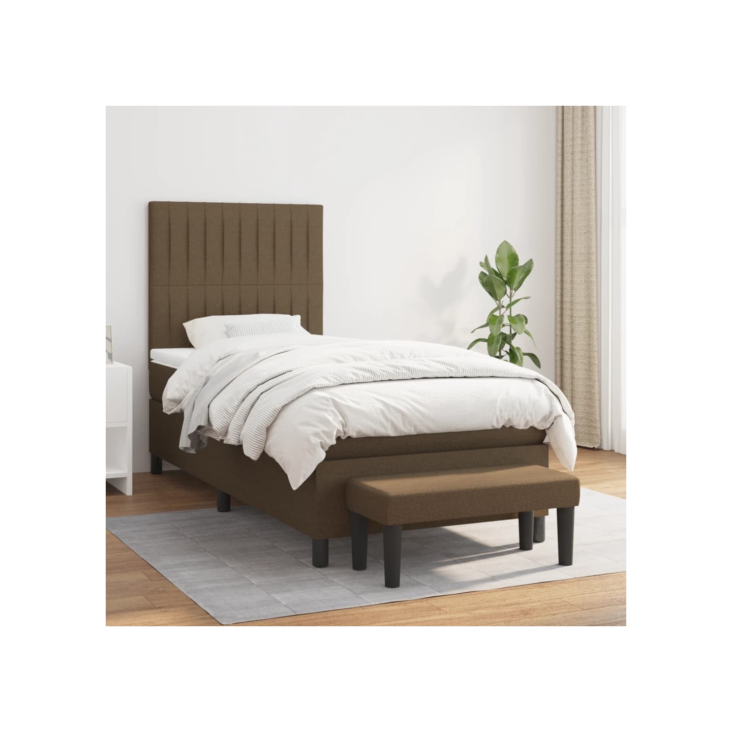 Sommier à lattes de lit avec matelas Marron foncé 100x200 cm