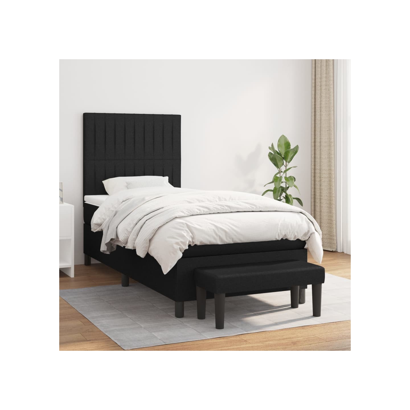 Sommier à lattes de lit avec matelas Noir 90x200 cm Tissu