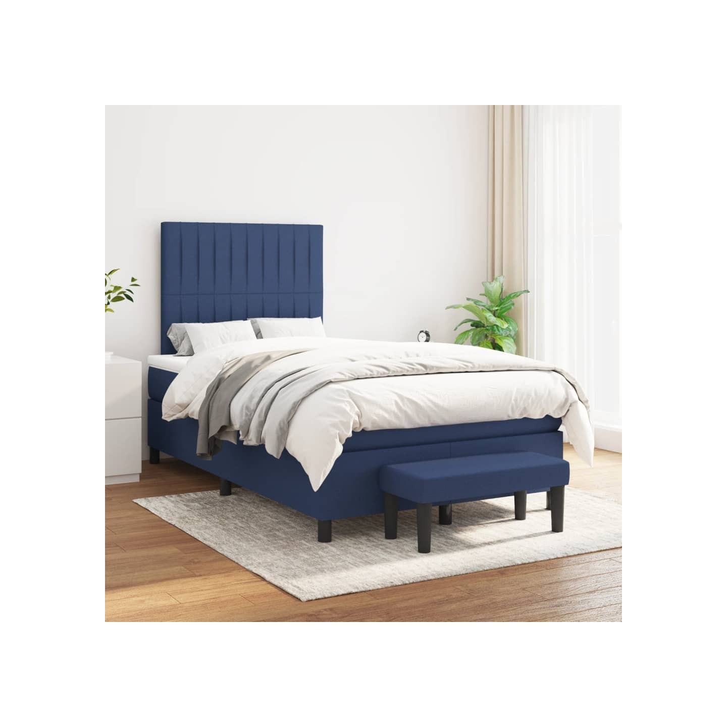 Sommier à lattes de lit avec matelas Bleu 120x200 cm Tissu