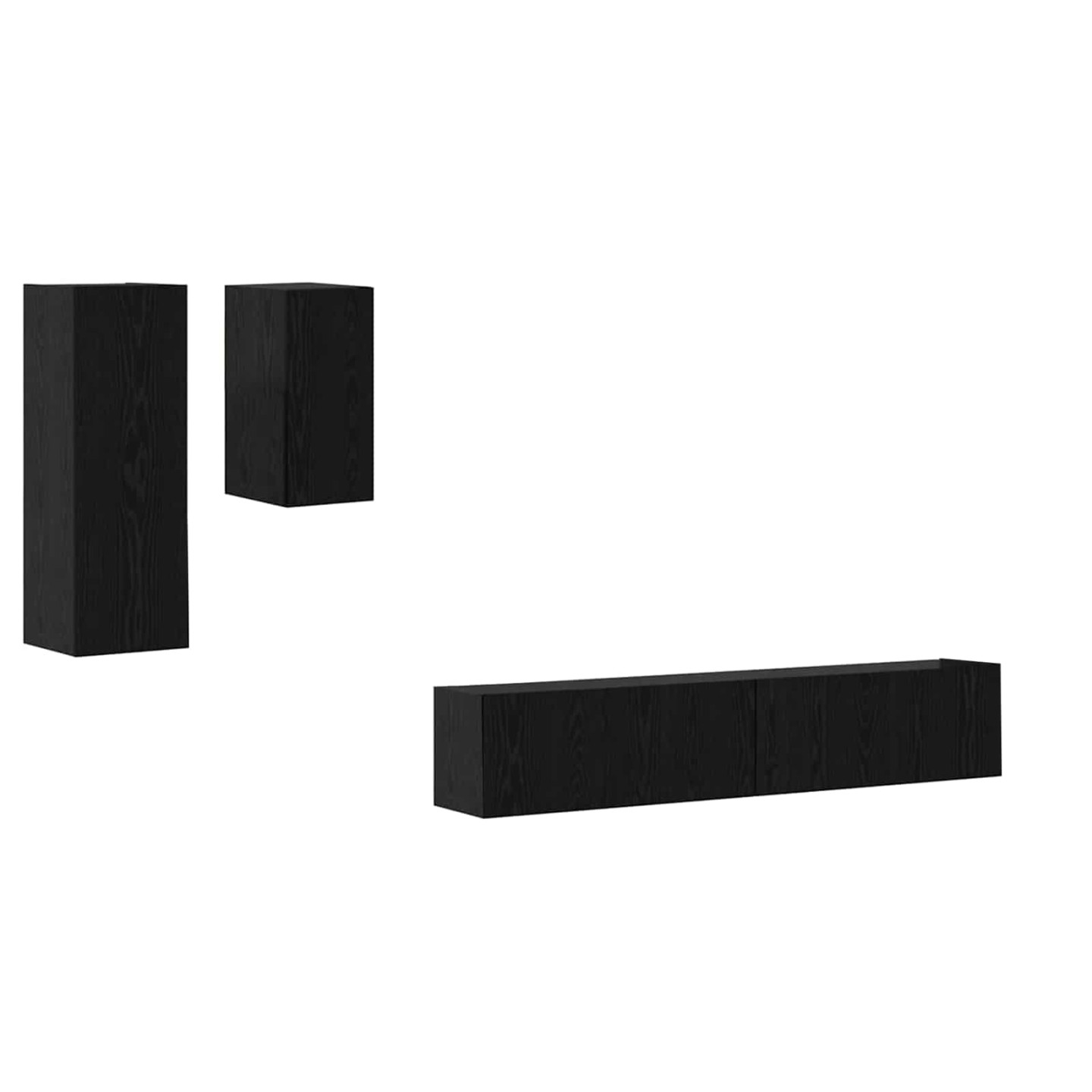 Meuble TV mural 3 pc Chêne noir Bois d'ingénierie