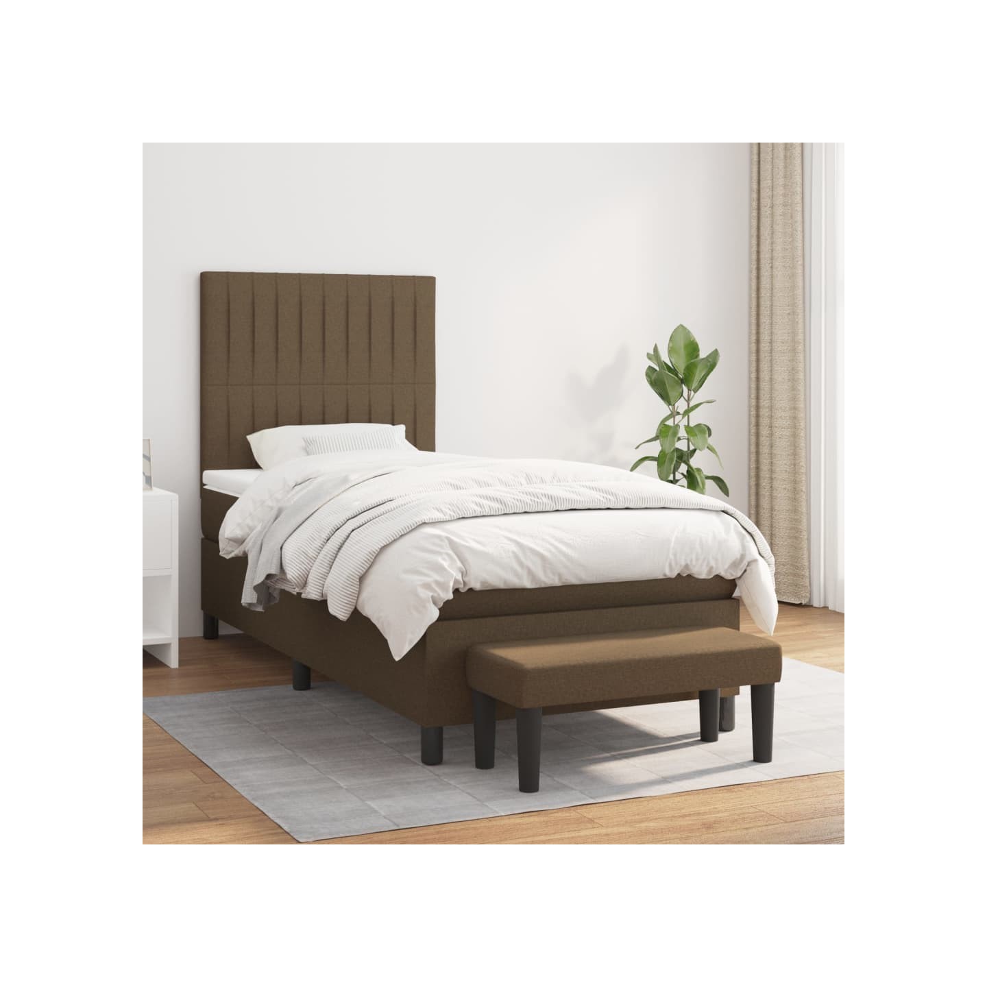 Sommier à lattes de lit avec matelas Marron foncé 90x200 cm