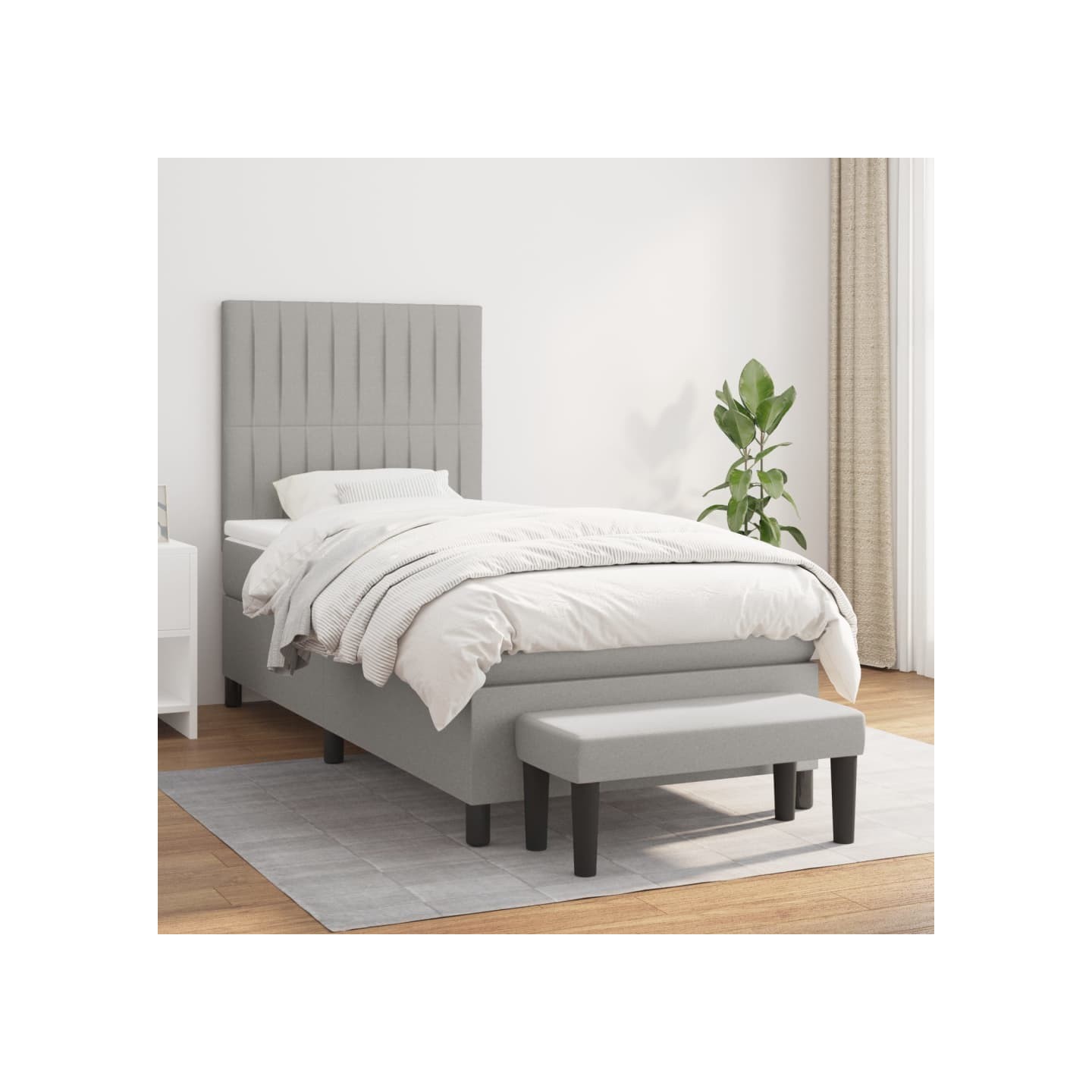 Sommier à lattes de lit avec matelas Gris clair 100x200cm Tissu